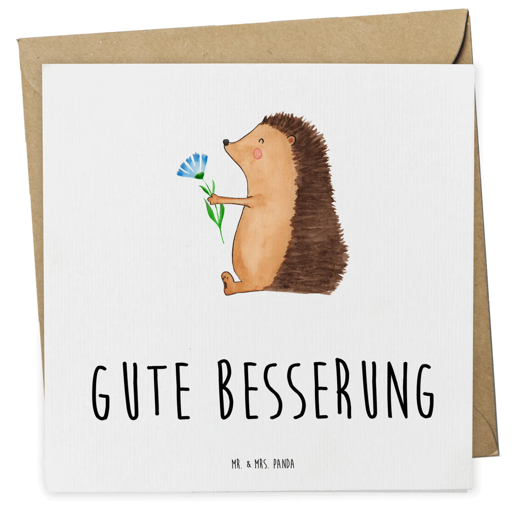 Deluxe Card Hedgehog Flower Glückwunschkarte, Grußkarte, Karte, Klappkarte, Hochwertige Klappkarte, Einladungskarte, Hochwertige Grußkarte, Geburtstagskarte, Hochzeitskarte, Tiermotive, Gute Laune, lustige Sprüche, Tiere, krank, Genesungswünsche, Gute Besserung, Besuch, Igel, Krankenhaus, Krankheit