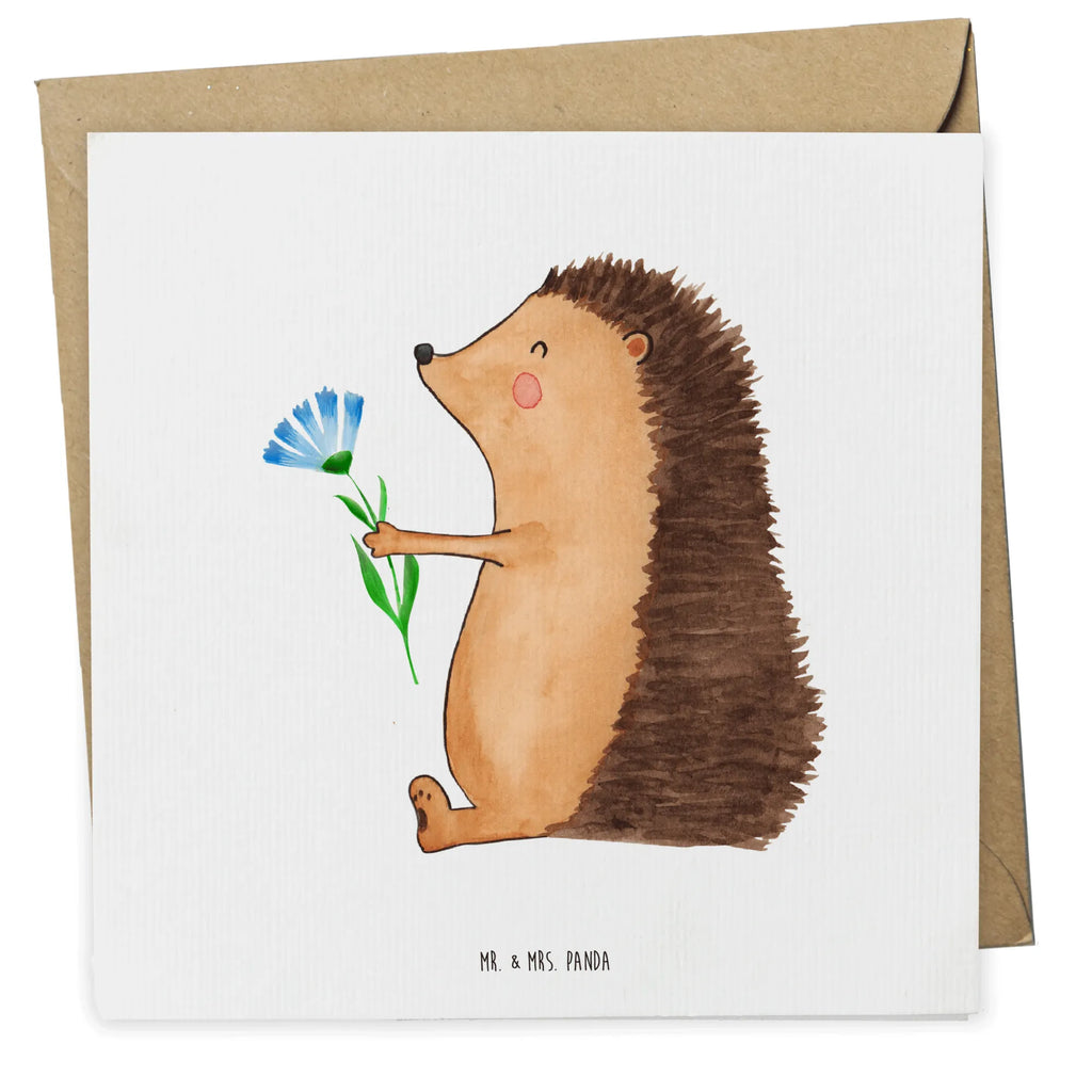 Deluxe Card Hedgehog Flower Glückwunschkarte, Grußkarte, Karte, Klappkarte, Hochwertige Klappkarte, Einladungskarte, Hochwertige Grußkarte, Geburtstagskarte, Hochzeitskarte, Tiermotive, Gute Laune, lustige Sprüche, Tiere, krank, Genesungswünsche, Gute Besserung, Besuch, Igel, Krankenhaus, Krankheit