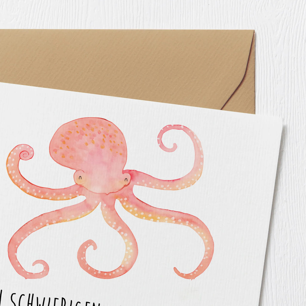 Deluxe Card Squid Klappkarte, Hochwertige Klappkarte, Karte, Grußkarte, Einladungskarte, Hochwertige Grußkarte, Glückwunschkarte, Hochzeitskarte, Geburtstagskarte, Tiermotive, Gute Laune, lustige Sprüche, Tiere, Ozean, Meerestier, Wasser, Krake, Tintenfisch, Meer, Arme