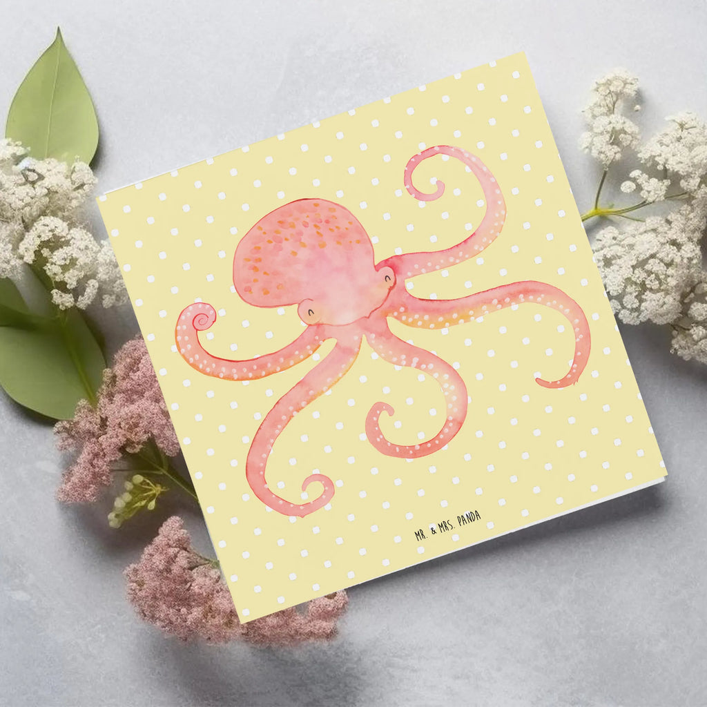 Deluxe Card Squid Klappkarte, Hochwertige Klappkarte, Karte, Grußkarte, Einladungskarte, Hochwertige Grußkarte, Glückwunschkarte, Hochzeitskarte, Geburtstagskarte, Tiermotive, Gute Laune, lustige Sprüche, Tiere, Ozean, Meerestier, Wasser, Krake, Tintenfisch, Meer, Arme