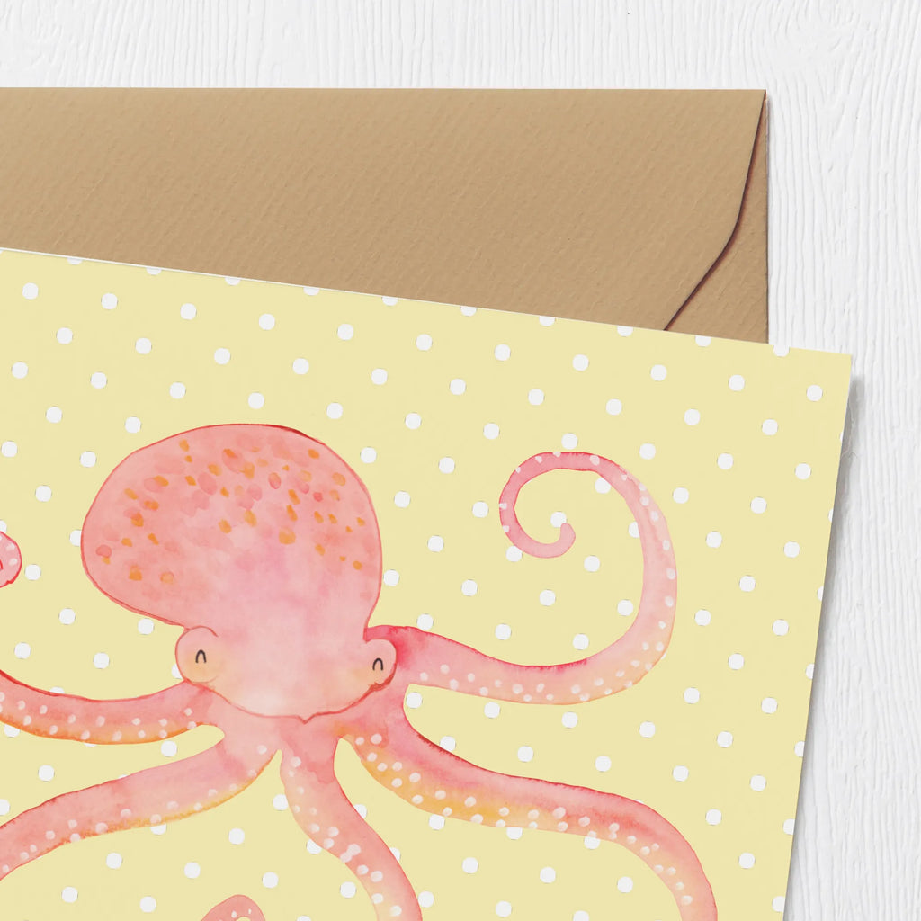 Deluxe Card Squid Klappkarte, Hochwertige Klappkarte, Karte, Grußkarte, Einladungskarte, Hochwertige Grußkarte, Glückwunschkarte, Hochzeitskarte, Geburtstagskarte, Tiermotive, Gute Laune, lustige Sprüche, Tiere, Ozean, Meerestier, Wasser, Krake, Tintenfisch, Meer, Arme