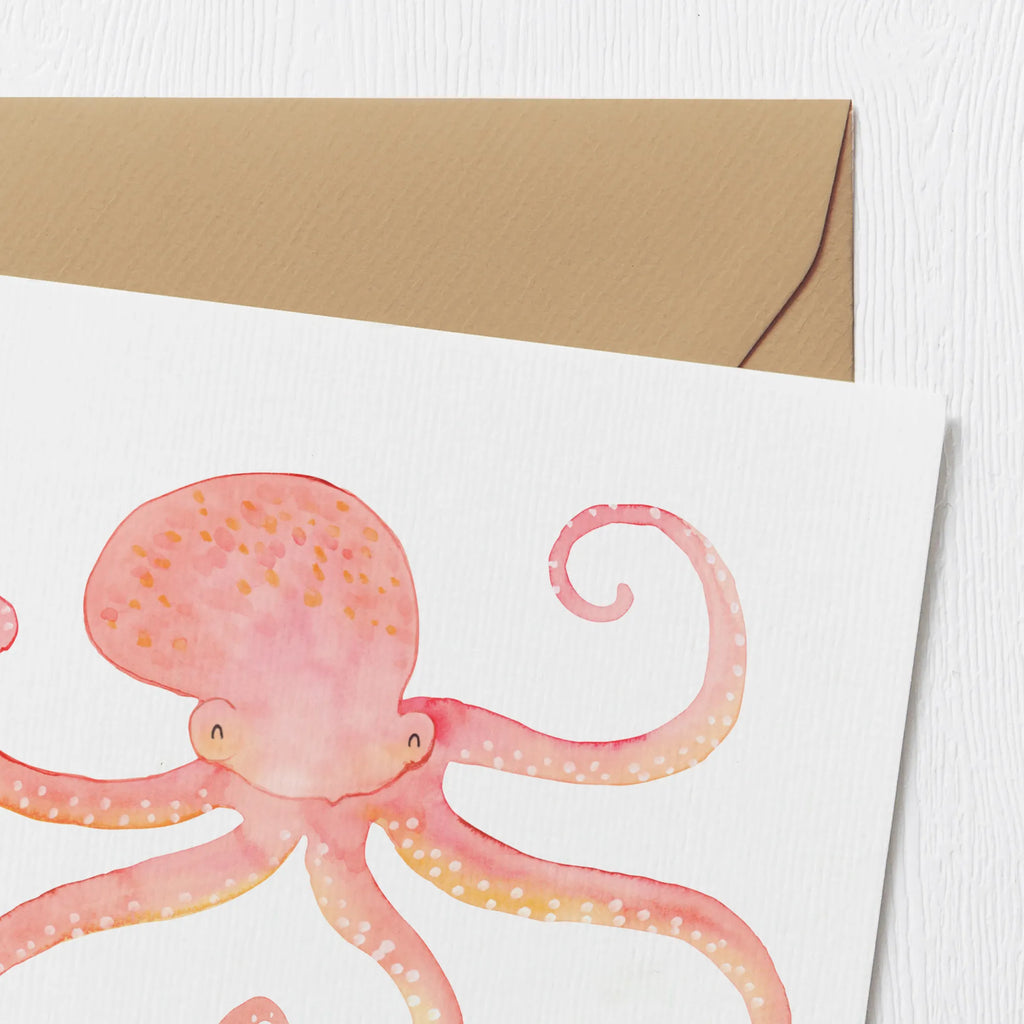 Deluxe Card Squid Klappkarte, Hochwertige Klappkarte, Karte, Grußkarte, Einladungskarte, Hochwertige Grußkarte, Glückwunschkarte, Hochzeitskarte, Geburtstagskarte, Tiermotive, Gute Laune, lustige Sprüche, Tiere, Ozean, Meerestier, Wasser, Krake, Tintenfisch, Meer, Arme