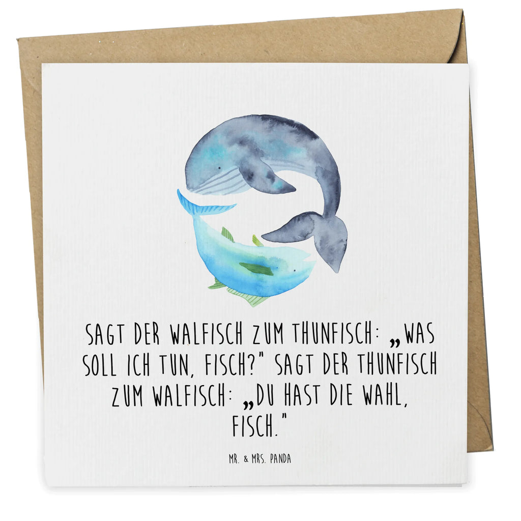 Deluxe Card whale tuna Hochwertige Grußkarte, Karte, Hochzeitskarte, Geburtstagskarte, Klappkarte, Glückwunschkarte, Einladungskarte, Grußkarte, Hochwertige Klappkarte, Tiermotive, Gute Laune, lustige Sprüche, Tiere, Spruch lustig, Wal, Spruch des Tages, Flachwitz, Tunfisch, Witz, Wortwitz lustig, Wahl, Flachwitz Geschenk