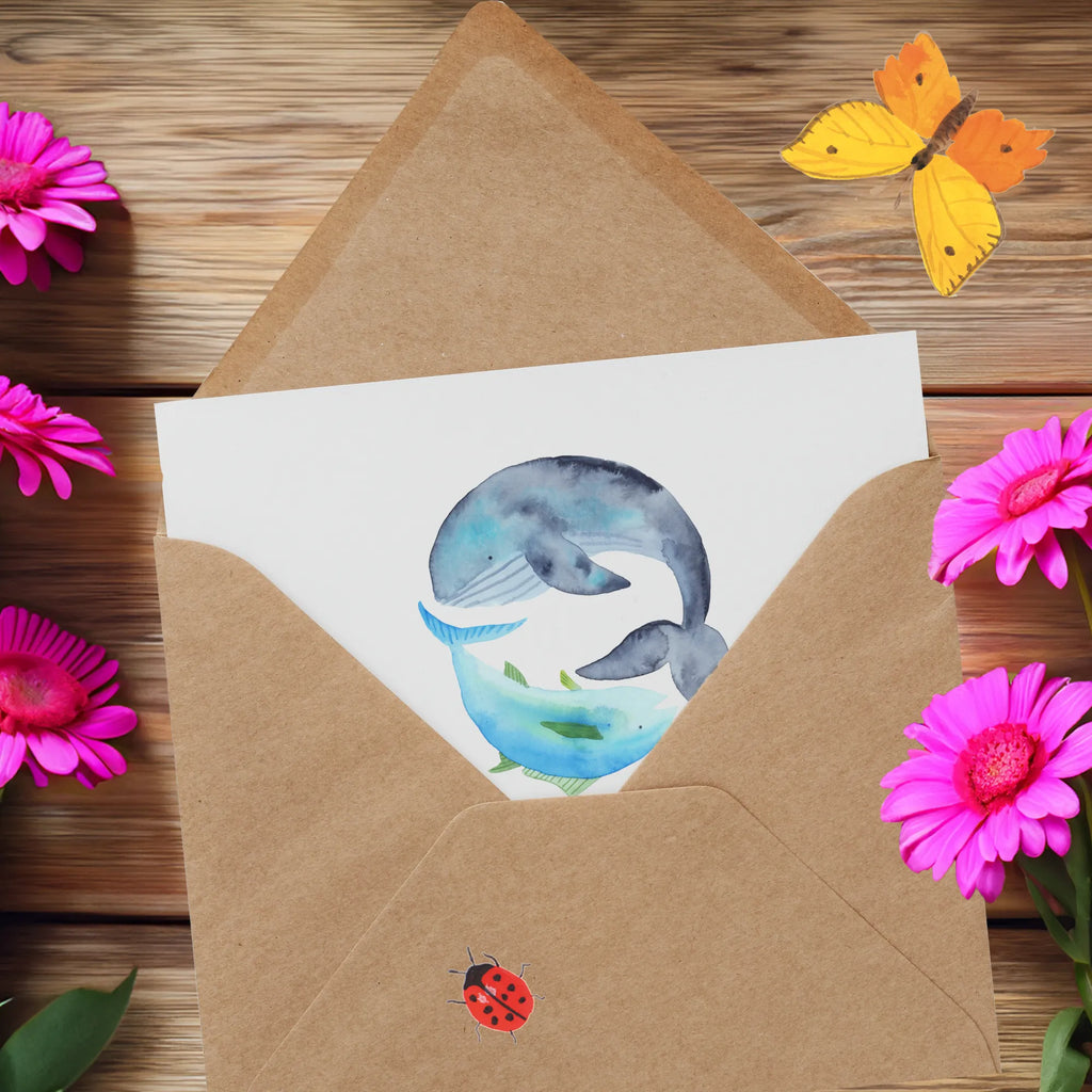 Deluxe Card whale tuna Hochwertige Grußkarte, Karte, Hochzeitskarte, Geburtstagskarte, Klappkarte, Glückwunschkarte, Einladungskarte, Grußkarte, Hochwertige Klappkarte, Tiermotive, Gute Laune, lustige Sprüche, Tiere, Spruch lustig, Wal, Spruch des Tages, Flachwitz, Tunfisch, Witz, Wortwitz lustig, Wahl, Flachwitz Geschenk