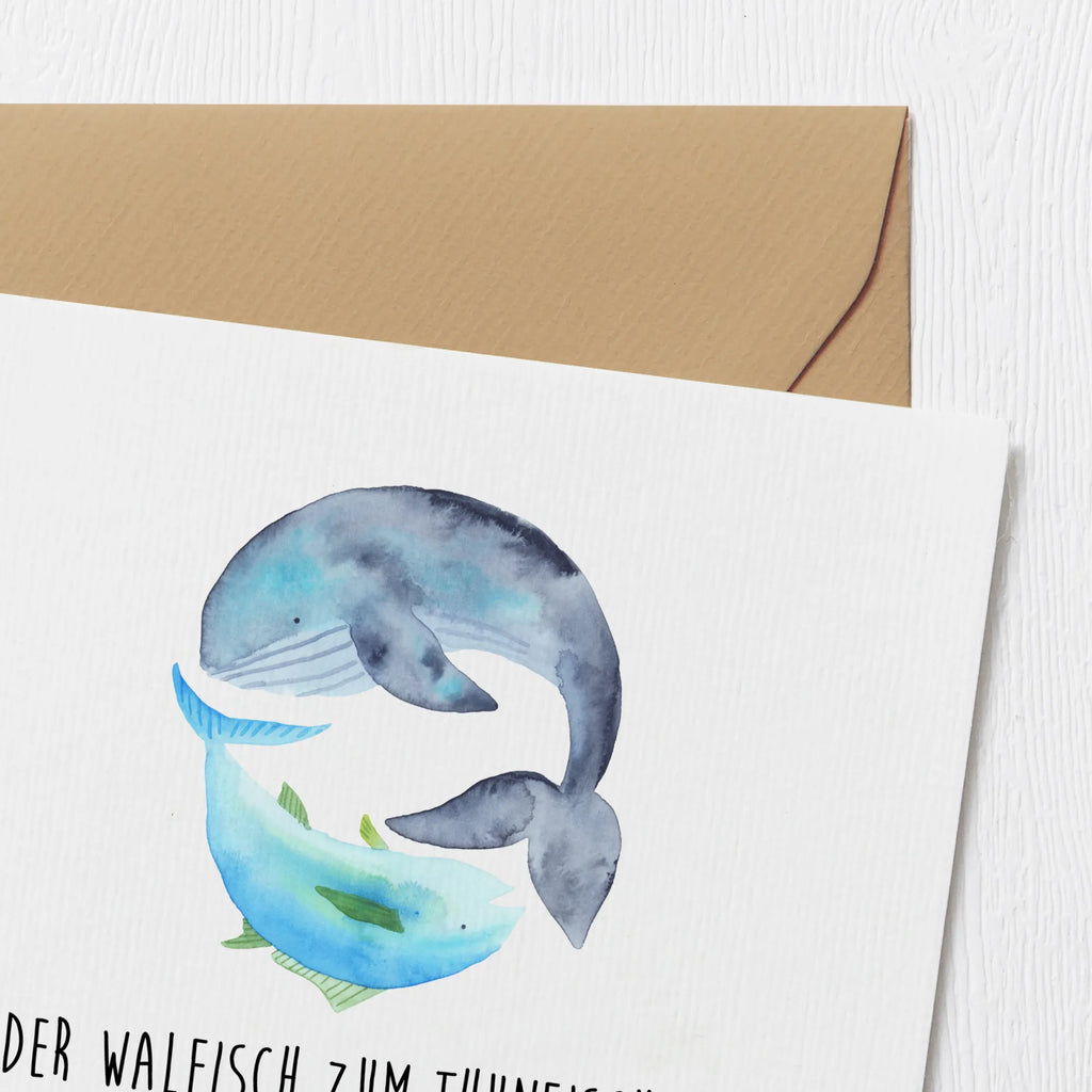 Deluxe Card whale tuna Hochwertige Grußkarte, Karte, Hochzeitskarte, Geburtstagskarte, Klappkarte, Glückwunschkarte, Einladungskarte, Grußkarte, Hochwertige Klappkarte, Tiermotive, Gute Laune, lustige Sprüche, Tiere, Spruch lustig, Wal, Spruch des Tages, Flachwitz, Tunfisch, Witz, Wortwitz lustig, Wahl, Flachwitz Geschenk