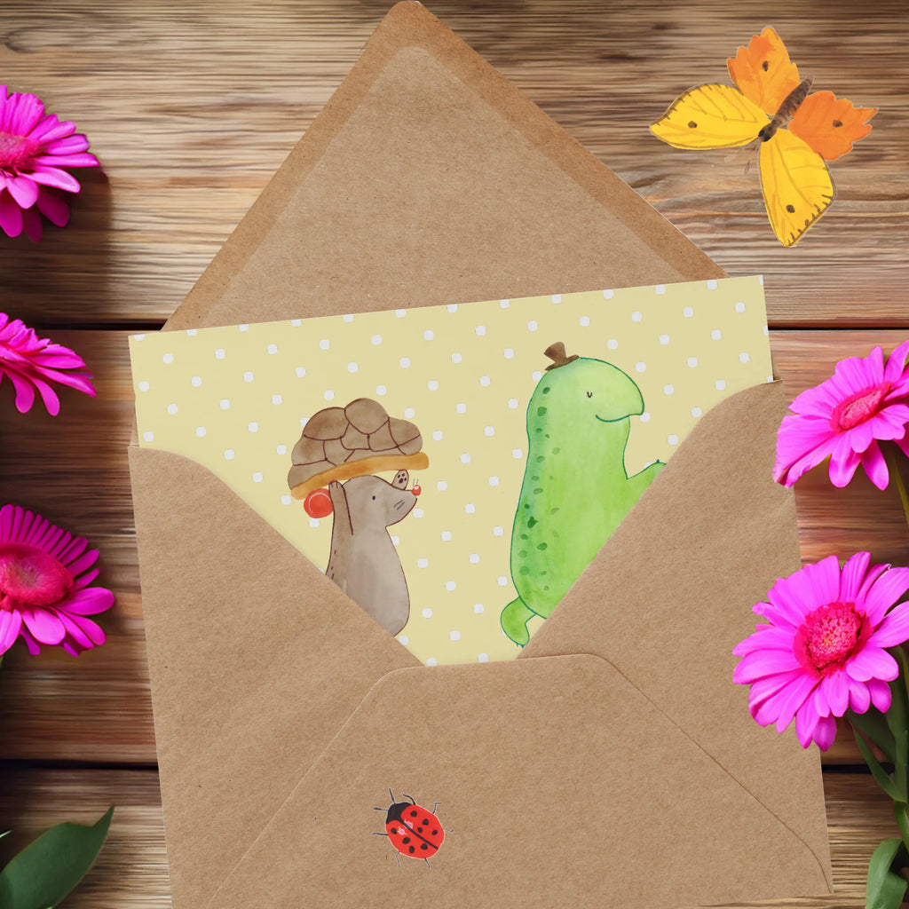 Deluxe Card tortoise Mouse Hochzeitskarte, Grußkarte, Hochwertige Grußkarte, Hochwertige Klappkarte, Klappkarte, Karte, Geburtstagskarte, Einladungskarte, Glückwunschkarte, Schildkröte, beste Freunde, Freundinnen, beste Freundinnen, Maus, Freunde