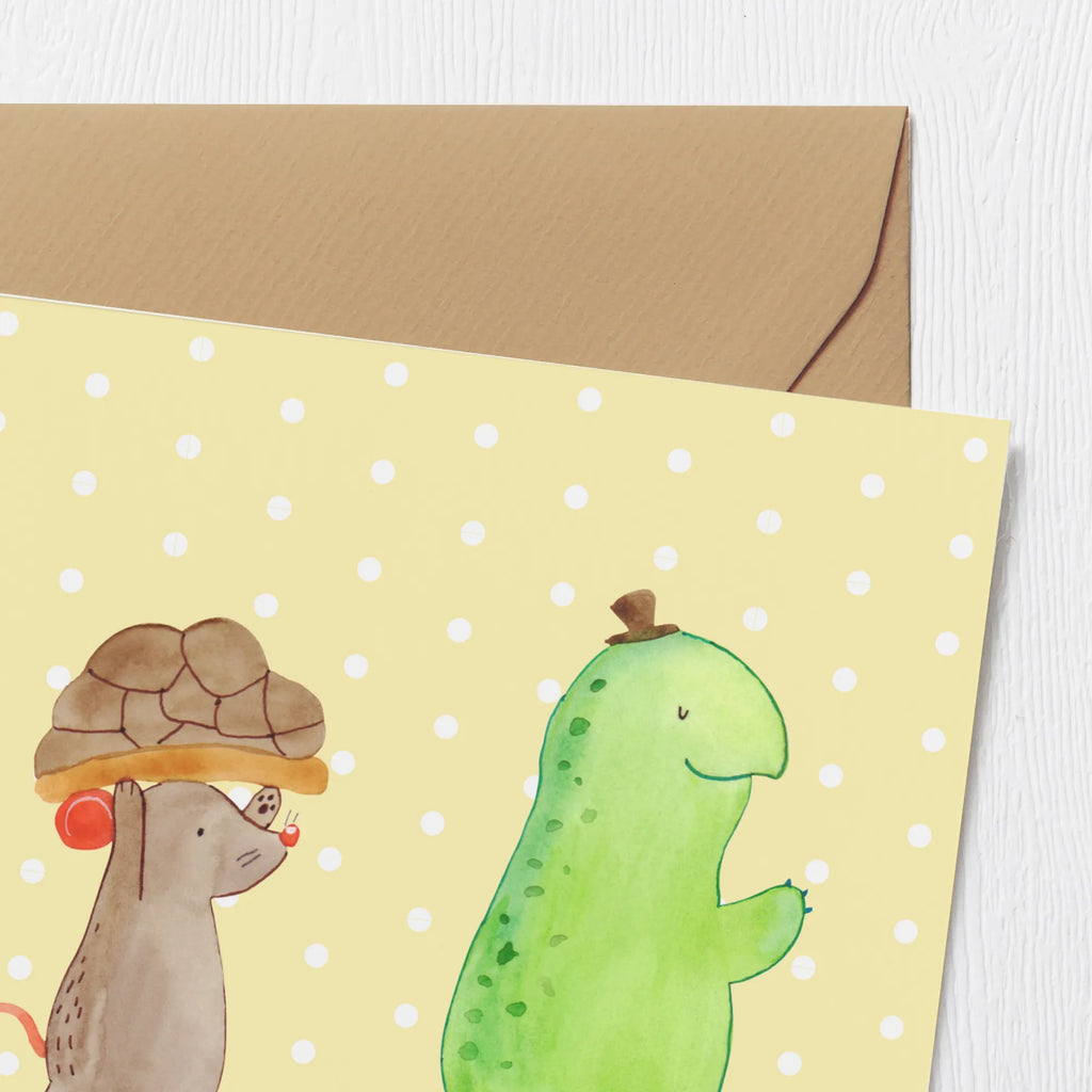 Deluxe Card tortoise Mouse Hochzeitskarte, Grußkarte, Hochwertige Grußkarte, Hochwertige Klappkarte, Klappkarte, Karte, Geburtstagskarte, Einladungskarte, Glückwunschkarte, Schildkröte, beste Freunde, Freundinnen, beste Freundinnen, Maus, Freunde