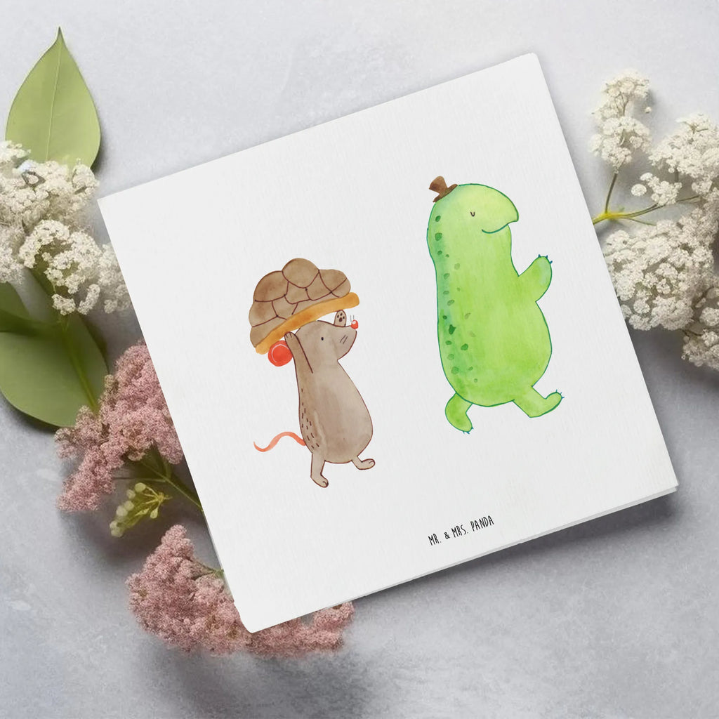 Deluxe Card tortoise Mouse Hochzeitskarte, Grußkarte, Hochwertige Grußkarte, Hochwertige Klappkarte, Klappkarte, Karte, Geburtstagskarte, Einladungskarte, Glückwunschkarte, Schildkröte, beste Freunde, Freundinnen, beste Freundinnen, Maus, Freunde