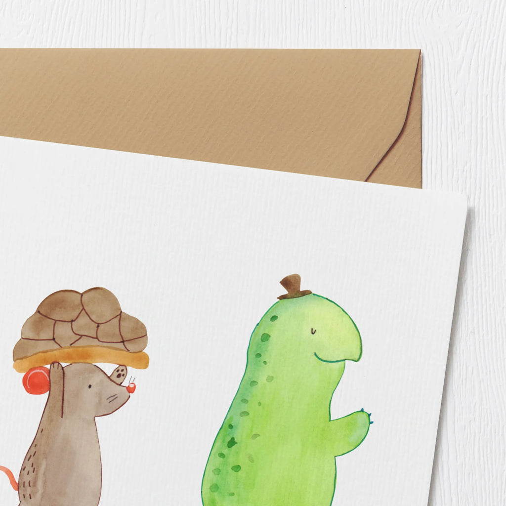 Deluxe Card tortoise Mouse Hochzeitskarte, Grußkarte, Hochwertige Grußkarte, Hochwertige Klappkarte, Klappkarte, Karte, Geburtstagskarte, Einladungskarte, Glückwunschkarte, Schildkröte, beste Freunde, Freundinnen, beste Freundinnen, Maus, Freunde