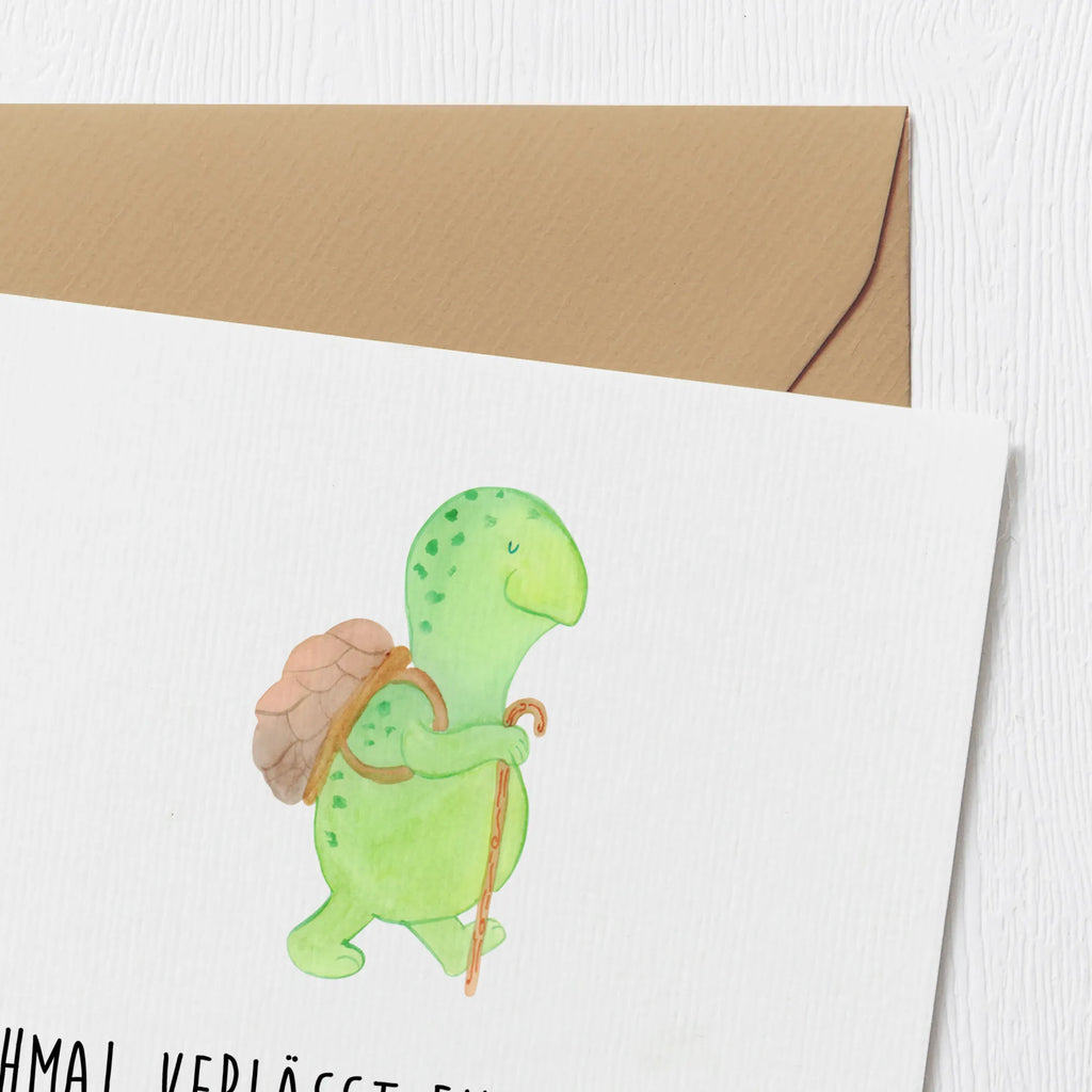 Deluxe Karte Schildkröte Wanderer Hochwertige Klappkarte, Grußkarte, Hochwertige Grußkarte, Hochzeitskarte, Klappkarte, Karte, Glückwunschkarte, Einladungskarte, Geburtstagskarte, Schildkröte, Motivation, Neuanfang, Motivationssprüche, Schildkröten, Motivationsspruch