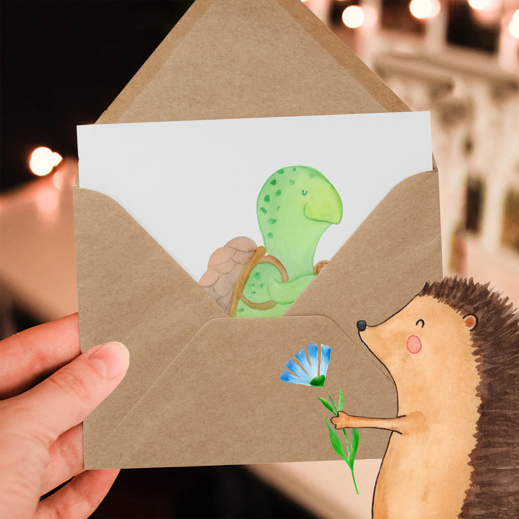 Deluxe Karte Schildkröte Wanderer Hochwertige Klappkarte, Grußkarte, Hochwertige Grußkarte, Hochzeitskarte, Klappkarte, Karte, Glückwunschkarte, Einladungskarte, Geburtstagskarte, Schildkröte, Motivation, Neuanfang, Motivationssprüche, Schildkröten, Motivationsspruch