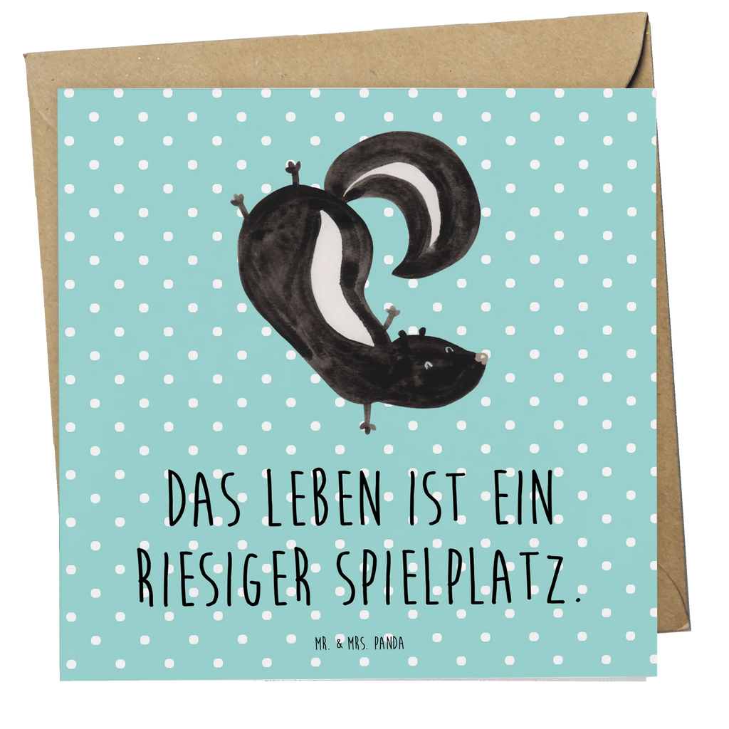 Deluxe Karte Stinktier Handstand Einladungskarte, Grußkarte, Karte, Hochwertige Klappkarte, Glückwunschkarte, Klappkarte, Hochzeitskarte, Geburtstagskarte, Hochwertige Grußkarte, Stinktier, Skunk, Raubtier, verpielt, Stinker, Wildtier, Stinki, Spielplatz, Kind