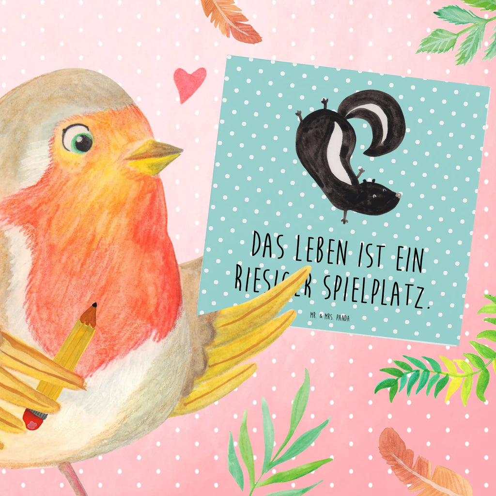 Deluxe Karte Stinktier Handstand Einladungskarte, Grußkarte, Karte, Hochwertige Klappkarte, Glückwunschkarte, Klappkarte, Hochzeitskarte, Geburtstagskarte, Hochwertige Grußkarte, Stinktier, Skunk, Raubtier, verpielt, Stinker, Wildtier, Stinki, Spielplatz, Kind