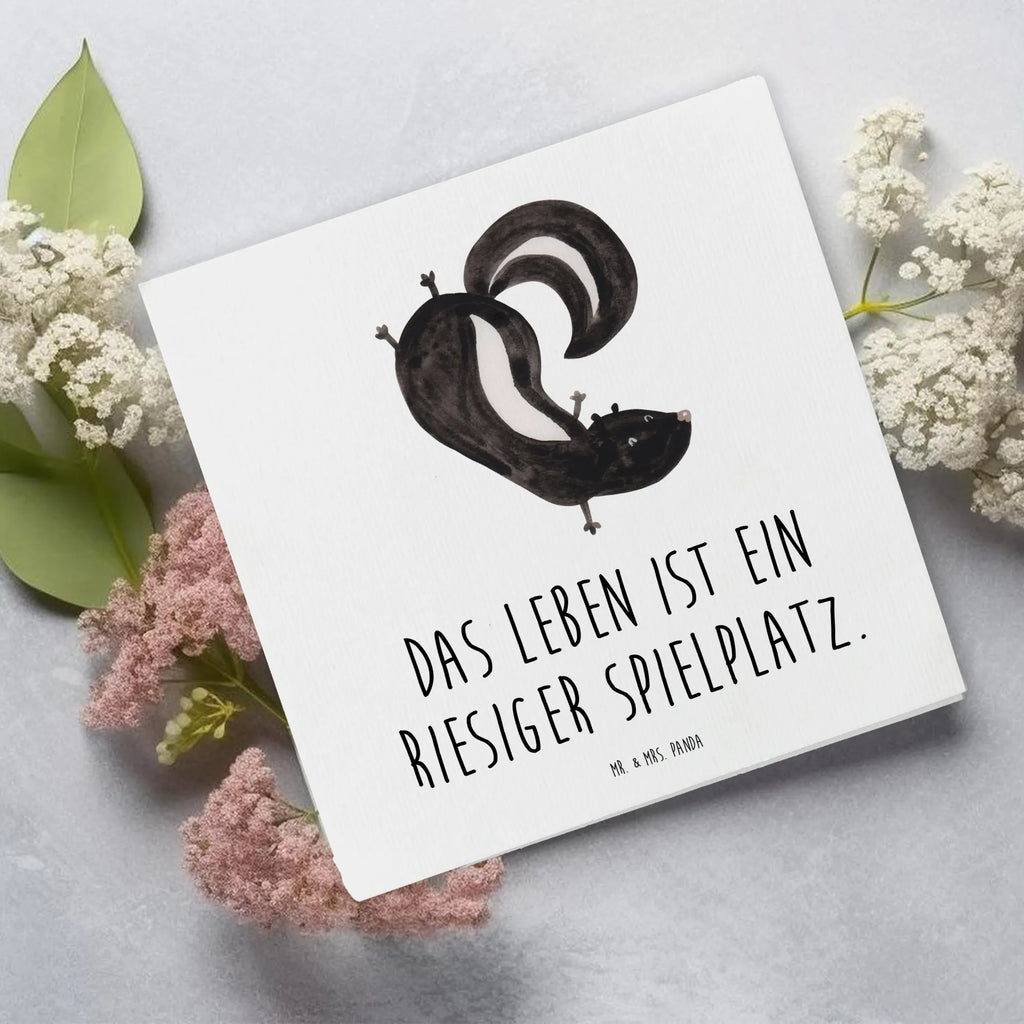 Deluxe Karte Stinktier Handstand Einladungskarte, Grußkarte, Karte, Hochwertige Klappkarte, Glückwunschkarte, Klappkarte, Hochzeitskarte, Geburtstagskarte, Hochwertige Grußkarte, Stinktier, Skunk, Raubtier, verpielt, Stinker, Wildtier, Stinki, Spielplatz, Kind