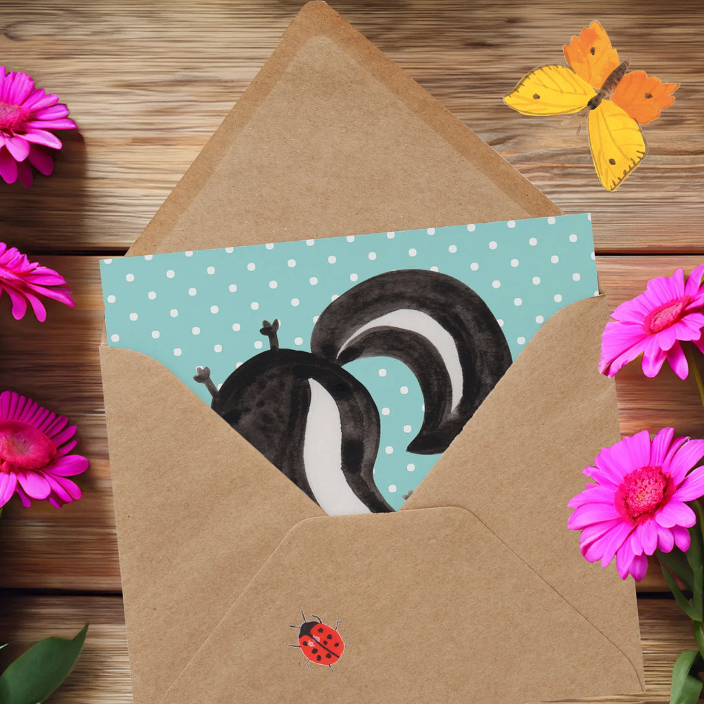 Deluxe Karte Stinktier Handstand Einladungskarte, Grußkarte, Karte, Hochwertige Klappkarte, Glückwunschkarte, Klappkarte, Hochzeitskarte, Geburtstagskarte, Hochwertige Grußkarte, Stinktier, Skunk, Raubtier, verpielt, Stinker, Wildtier, Stinki, Spielplatz, Kind