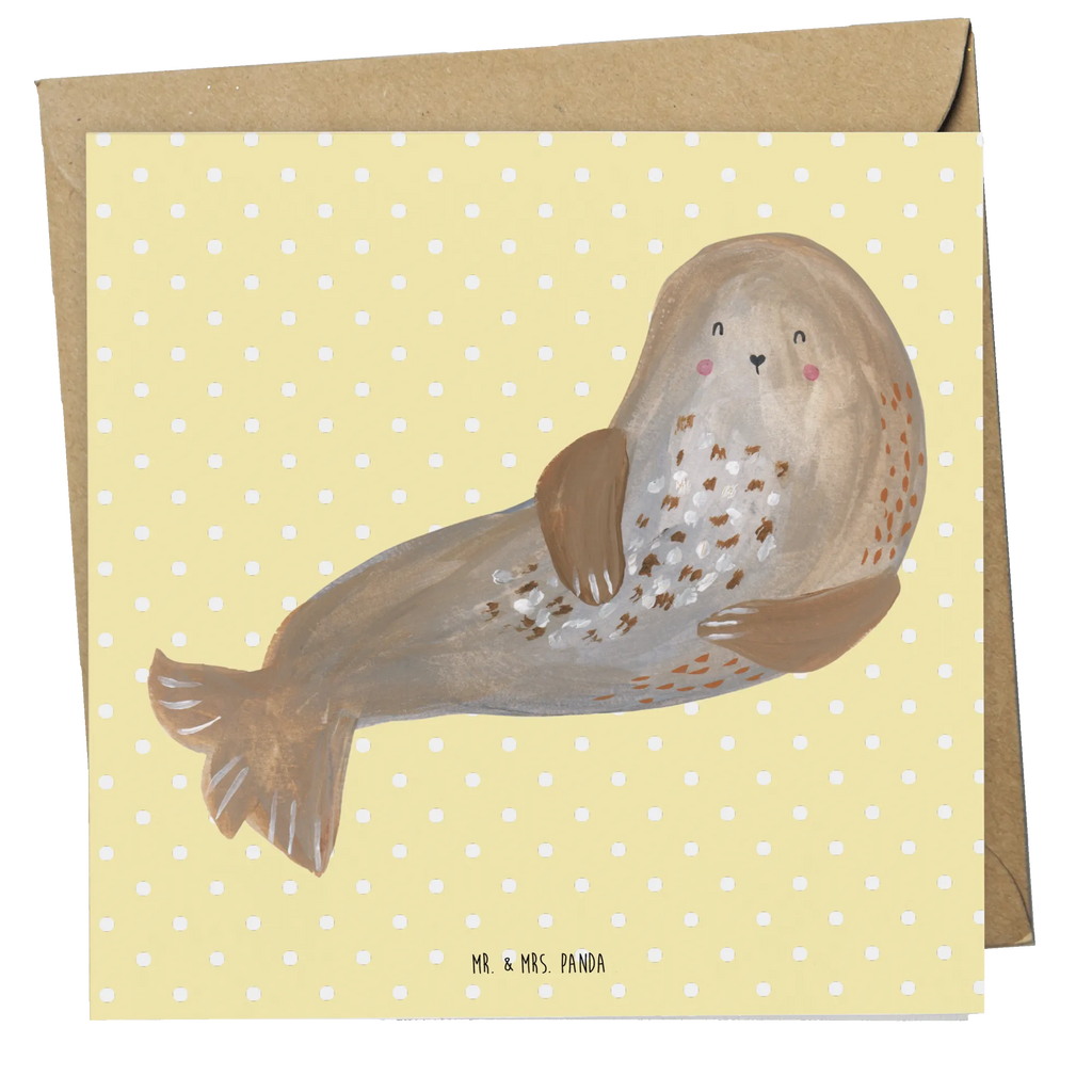 Deluxe Karte Robbe Lachen Grußkarte, Hochwertige Klappkarte, Einladungskarte, Karte, Geburtstagskarte, Glückwunschkarte, Klappkarte, Hochwertige Grußkarte, Hochzeitskarte, Tiermotive, Gute Laune, lustige Sprüche, Tiere, Meerestier, Robbe, Nordsee, Seehund, Robben, Ostsee, Strand