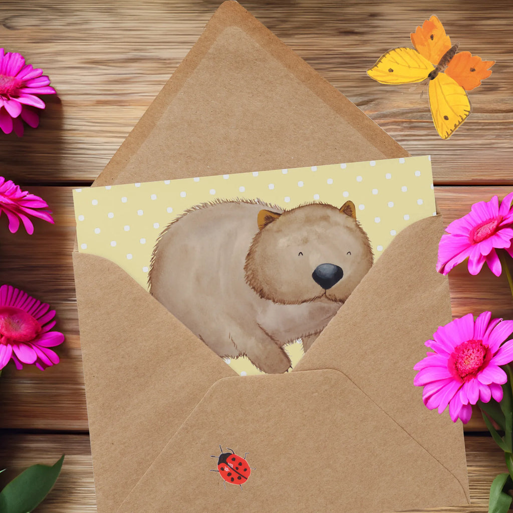 Deluxe Card Wombat Hochzeitskarte, Einladungskarte, Geburtstagskarte, Glückwunschkarte, Karte, Grußkarte, Hochwertige Grußkarte, Hochwertige Klappkarte, Klappkarte, Tiermotive, Gute Laune, lustige Sprüche, Tiere, Motivation, Wombat, Spruch, Das Leben ist schön, Australien