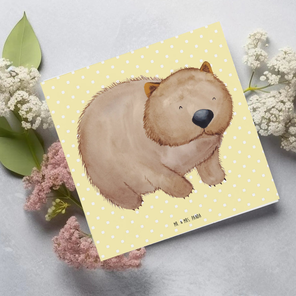 Deluxe Card Wombat Hochzeitskarte, Einladungskarte, Geburtstagskarte, Glückwunschkarte, Karte, Grußkarte, Hochwertige Grußkarte, Hochwertige Klappkarte, Klappkarte, Tiermotive, Gute Laune, lustige Sprüche, Tiere, Motivation, Wombat, Spruch, Das Leben ist schön, Australien