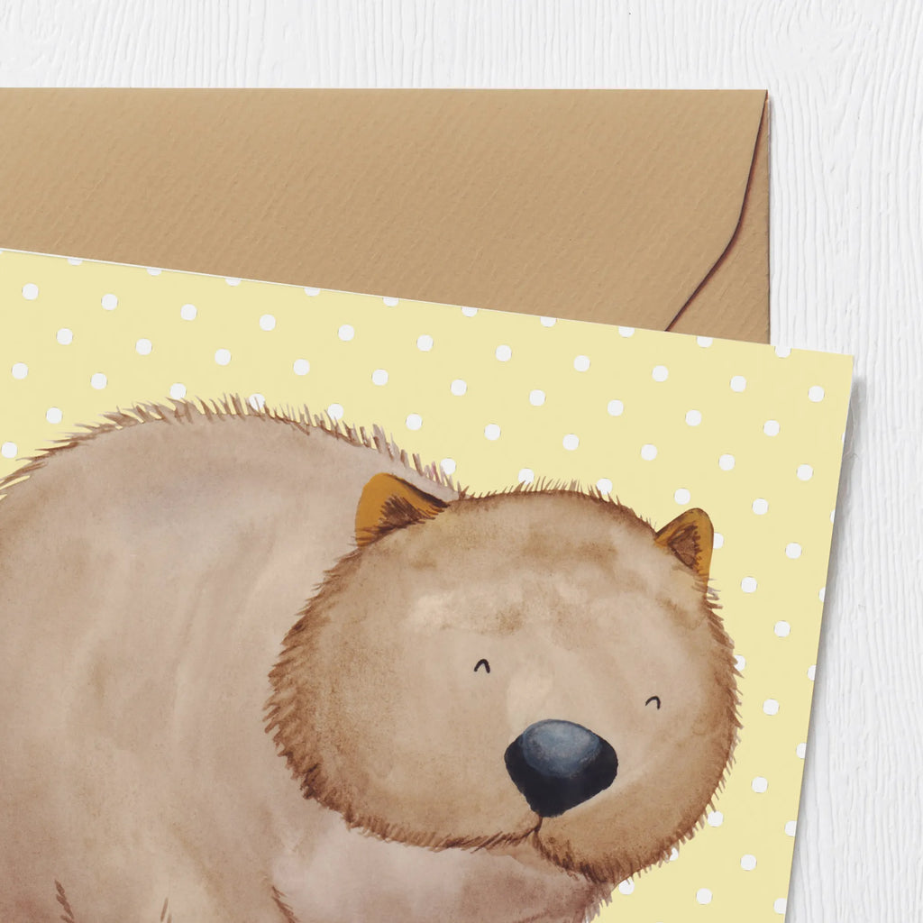 Deluxe Card Wombat Hochzeitskarte, Einladungskarte, Geburtstagskarte, Glückwunschkarte, Karte, Grußkarte, Hochwertige Grußkarte, Hochwertige Klappkarte, Klappkarte, Tiermotive, Gute Laune, lustige Sprüche, Tiere, Motivation, Wombat, Spruch, Das Leben ist schön, Australien