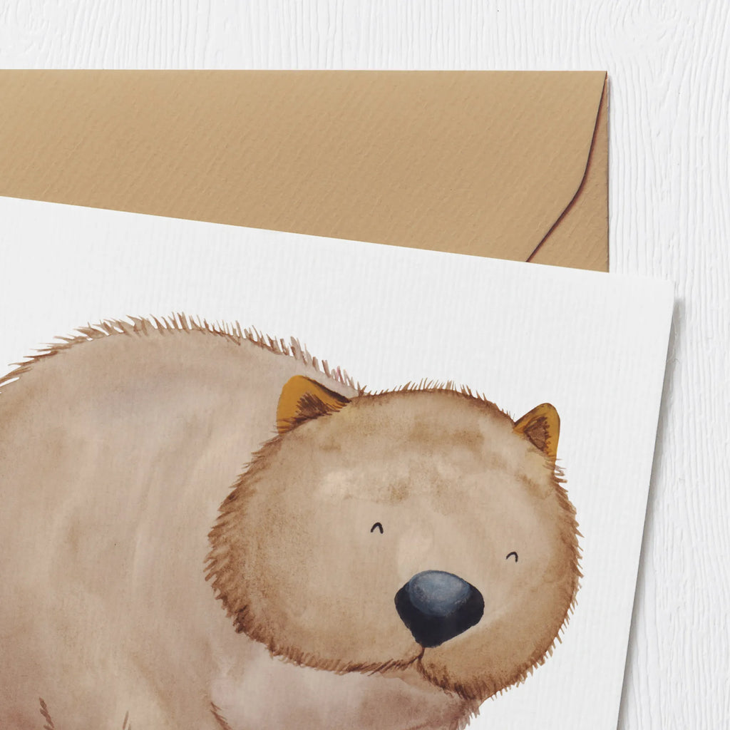 Deluxe Card Wombat Hochzeitskarte, Einladungskarte, Geburtstagskarte, Glückwunschkarte, Karte, Grußkarte, Hochwertige Grußkarte, Hochwertige Klappkarte, Klappkarte, Tiermotive, Gute Laune, lustige Sprüche, Tiere, Motivation, Wombat, Spruch, Das Leben ist schön, Australien