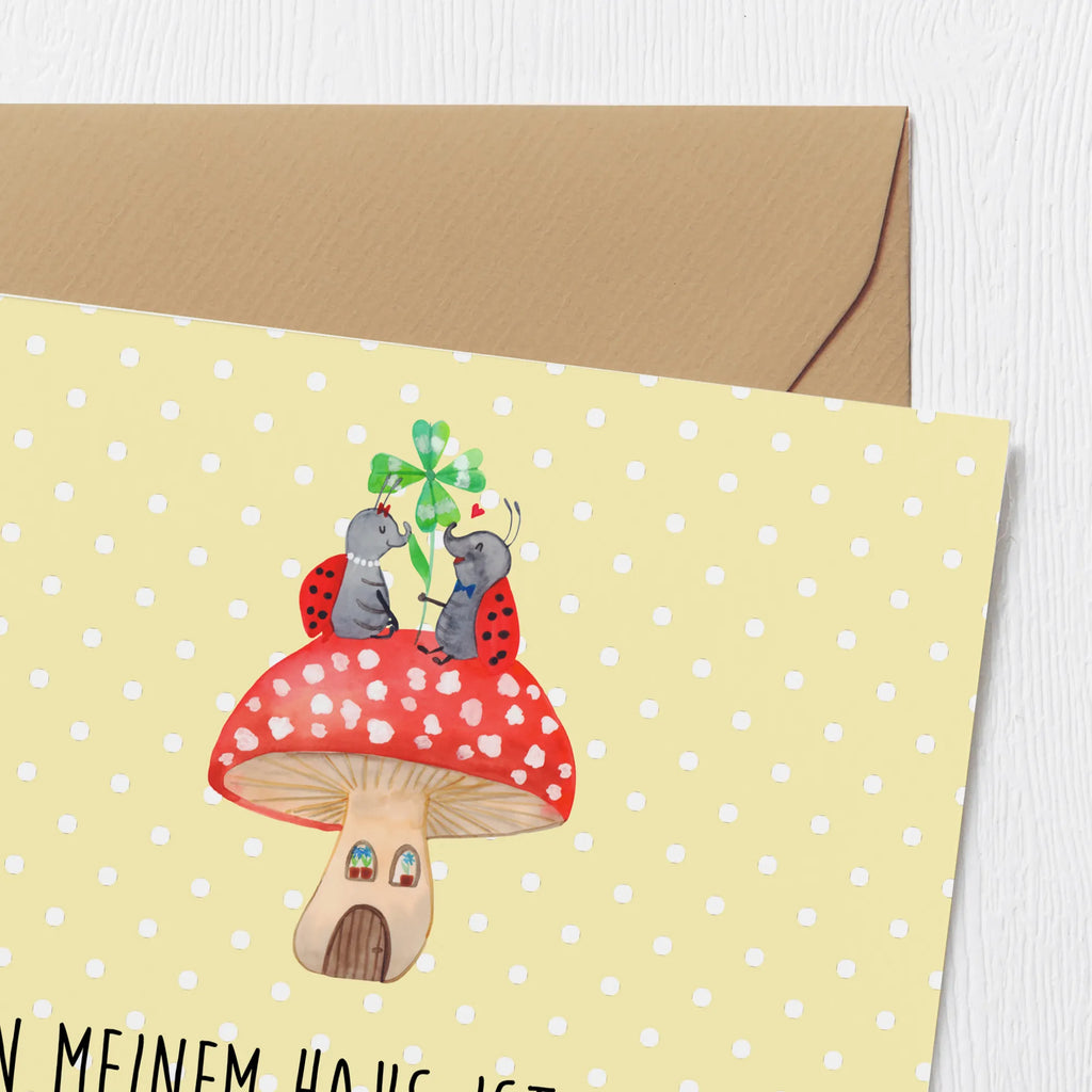 Deluxe Card ladybug toadstool Grußkarte, Hochwertige Grußkarte, Karte, Einladungskarte, Glückwunschkarte, Hochzeitskarte, Hochwertige Klappkarte, Klappkarte, Geburtstagskarte, Tiermotive, Gute Laune, lustige Sprüche, Tiere, zuhause, Marienkäfer, Haus, Fleigenpilzhaus, Wohnung, Fliegenpilz