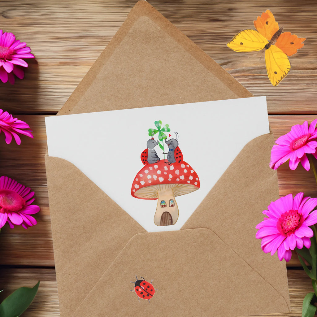 Deluxe Card ladybug toadstool Grußkarte, Hochwertige Grußkarte, Karte, Einladungskarte, Glückwunschkarte, Hochzeitskarte, Hochwertige Klappkarte, Klappkarte, Geburtstagskarte, Tiermotive, Gute Laune, lustige Sprüche, Tiere, zuhause, Marienkäfer, Haus, Fleigenpilzhaus, Wohnung, Fliegenpilz
