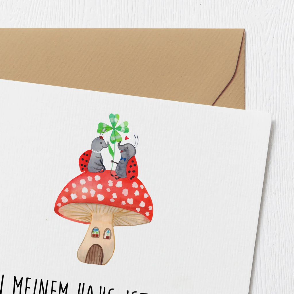 Deluxe Card ladybug toadstool Grußkarte, Hochwertige Grußkarte, Karte, Einladungskarte, Glückwunschkarte, Hochzeitskarte, Hochwertige Klappkarte, Klappkarte, Geburtstagskarte, Tiermotive, Gute Laune, lustige Sprüche, Tiere, zuhause, Marienkäfer, Haus, Fleigenpilzhaus, Wohnung, Fliegenpilz
