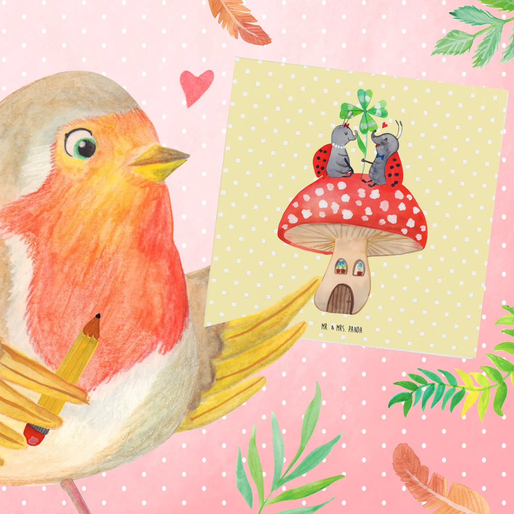 Deluxe Card ladybug toadstool Grußkarte, Hochwertige Grußkarte, Karte, Einladungskarte, Glückwunschkarte, Hochzeitskarte, Hochwertige Klappkarte, Klappkarte, Geburtstagskarte, Tiermotive, Gute Laune, lustige Sprüche, Tiere, zuhause, Marienkäfer, Haus, Fleigenpilzhaus, Wohnung, Fliegenpilz