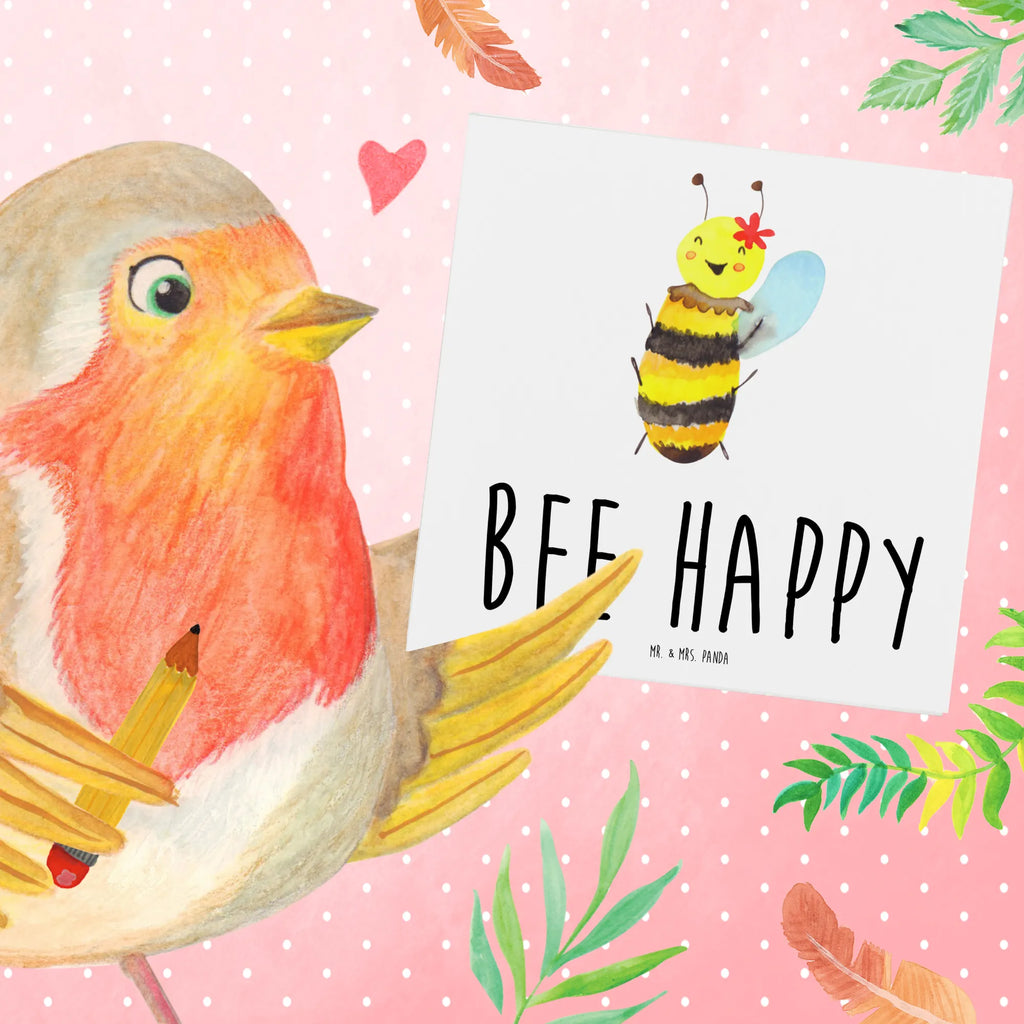 Deluxe Karte Biene Happy Klappkarte, Grußkarte, Hochzeitskarte, Hochwertige Grußkarte, Karte, Geburtstagskarte, Einladungskarte, Hochwertige Klappkarte, Glückwunschkarte, Biene, Wespe, Hummel