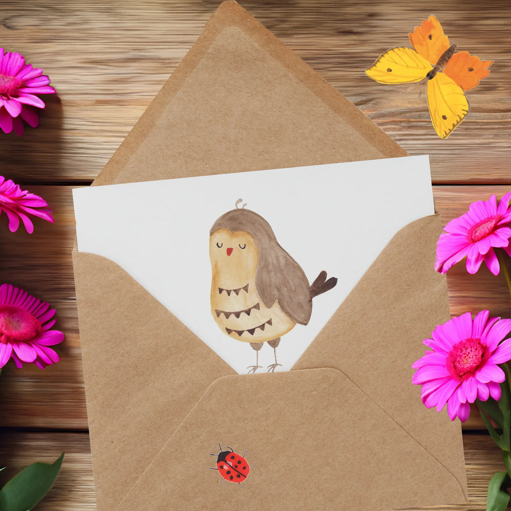 Deluxe Karte Eule Zufrieden Karte, Hochwertige Grußkarte, Klappkarte, Geburtstagskarte, Glückwunschkarte, Hochzeitskarte, Grußkarte, Hochwertige Klappkarte, Einladungskarte, Eule, Eule Spruch, Wortspiel lustig, Spruch schön, Romantisch, Liebe Spruch, Eule deko, Geschenk Hochzeitstag, Owl