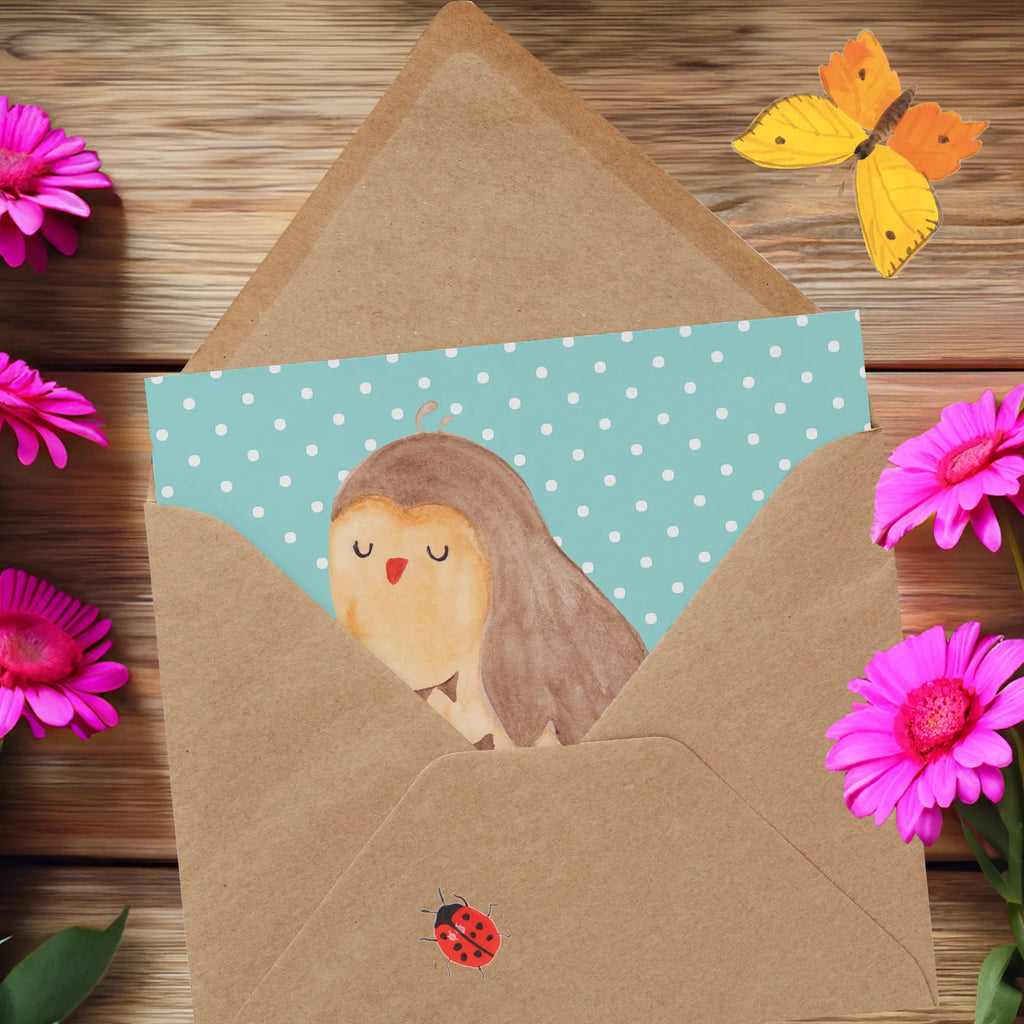 Deluxe Karte Eule Zufrieden Karte, Hochwertige Grußkarte, Klappkarte, Geburtstagskarte, Glückwunschkarte, Hochzeitskarte, Grußkarte, Hochwertige Klappkarte, Einladungskarte, Eule, Eule Spruch, Wortspiel lustig, Spruch schön, Romantisch, Liebe Spruch, Eule deko, Geschenk Hochzeitstag, Owl