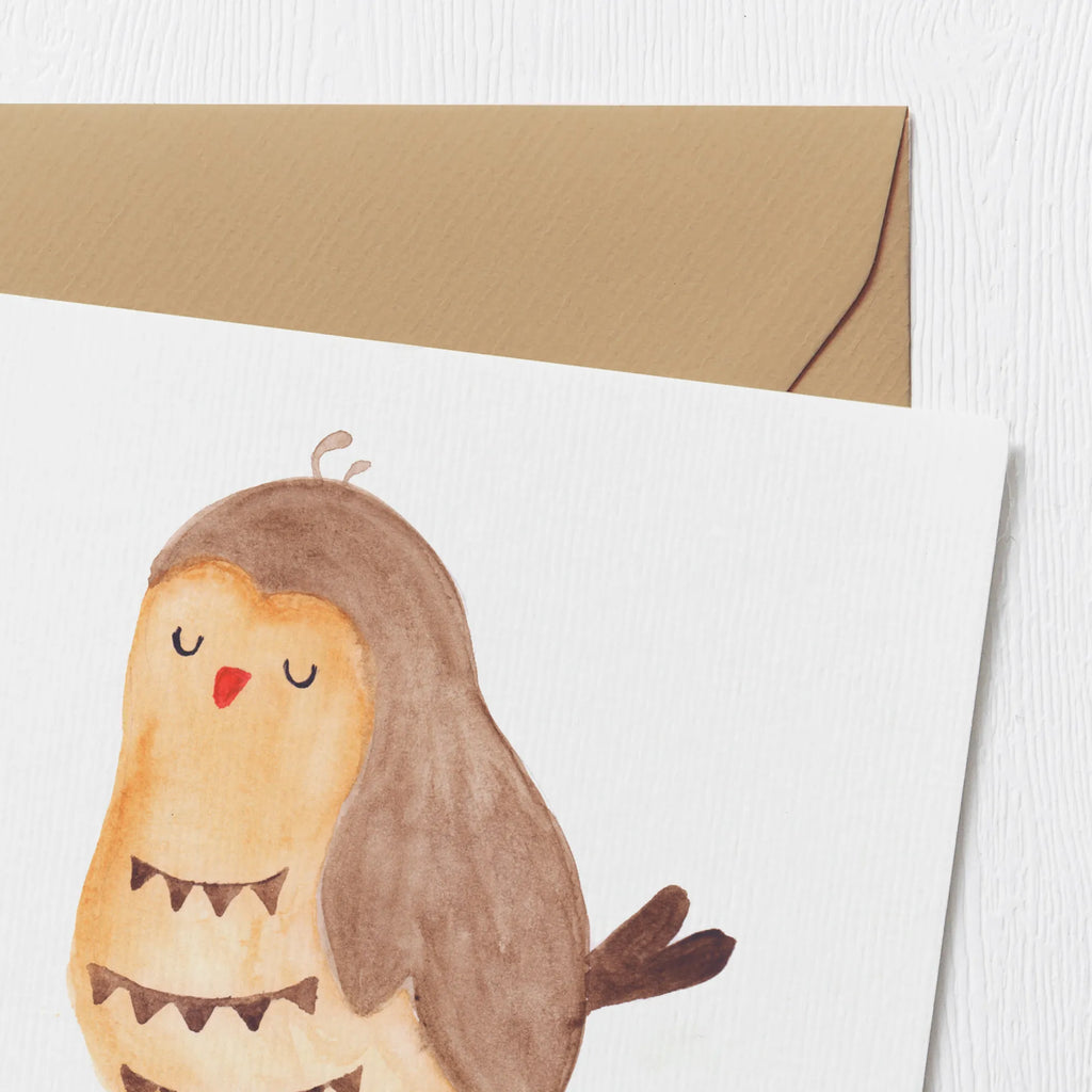 Deluxe Karte Eule Zufrieden Karte, Hochwertige Grußkarte, Klappkarte, Geburtstagskarte, Glückwunschkarte, Hochzeitskarte, Grußkarte, Hochwertige Klappkarte, Einladungskarte, Eule, Eule Spruch, Wortspiel lustig, Spruch schön, Romantisch, Liebe Spruch, Eule deko, Geschenk Hochzeitstag, Owl