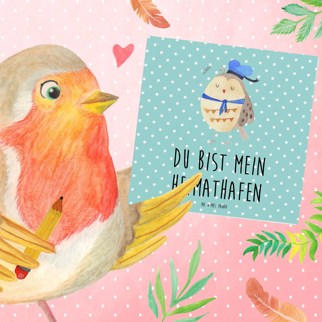 Deluxe Card Owl sailor Einladungskarte, Hochwertige Grußkarte, Geburtstagskarte, Klappkarte, Karte, Hochzeitskarte, Grußkarte, Glückwunschkarte, Hochwertige Klappkarte, Eule, Wortspiel lustig, Heimathafen, Ehe, Owl, Eule Spruch, Freundin, Seefahrer, Eule Deko, Matrose, Hochzeitstag Geschenk