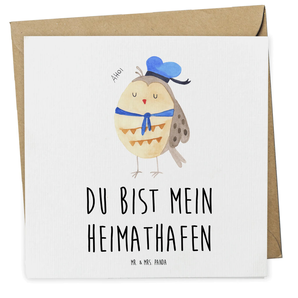 Deluxe Card Owl sailor Einladungskarte, Hochwertige Grußkarte, Geburtstagskarte, Klappkarte, Karte, Hochzeitskarte, Grußkarte, Glückwunschkarte, Hochwertige Klappkarte, Eule, Wortspiel lustig, Heimathafen, Ehe, Owl, Eule Spruch, Freundin, Seefahrer, Eule Deko, Matrose, Hochzeitstag Geschenk