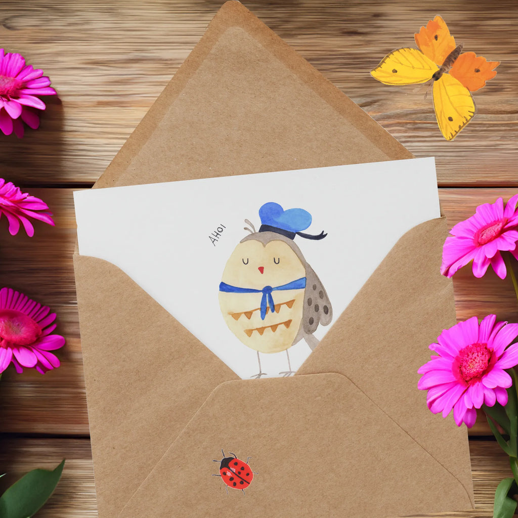 Deluxe Card Owl sailor Einladungskarte, Hochwertige Grußkarte, Geburtstagskarte, Klappkarte, Karte, Hochzeitskarte, Grußkarte, Glückwunschkarte, Hochwertige Klappkarte, Eule, Wortspiel lustig, Heimathafen, Ehe, Owl, Eule Spruch, Freundin, Seefahrer, Eule Deko, Matrose, Hochzeitstag Geschenk