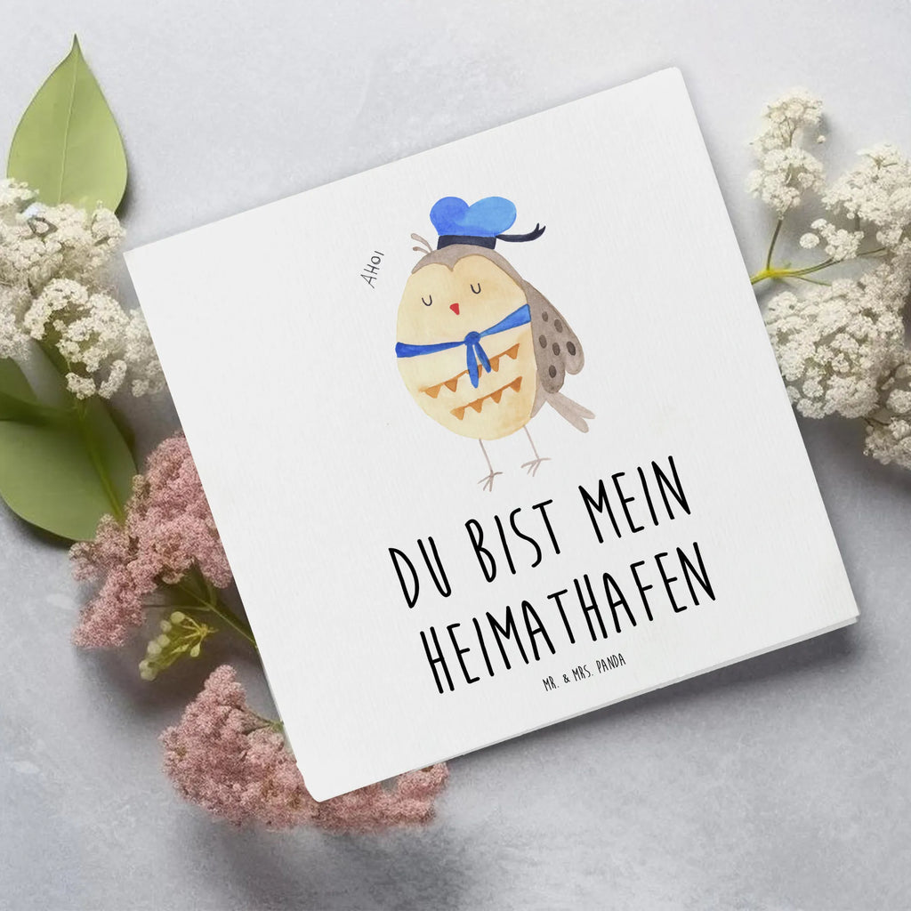 Deluxe Card Owl sailor Einladungskarte, Hochwertige Grußkarte, Geburtstagskarte, Klappkarte, Karte, Hochzeitskarte, Grußkarte, Glückwunschkarte, Hochwertige Klappkarte, Eule, Wortspiel lustig, Heimathafen, Ehe, Owl, Eule Spruch, Freundin, Seefahrer, Eule Deko, Matrose, Hochzeitstag Geschenk