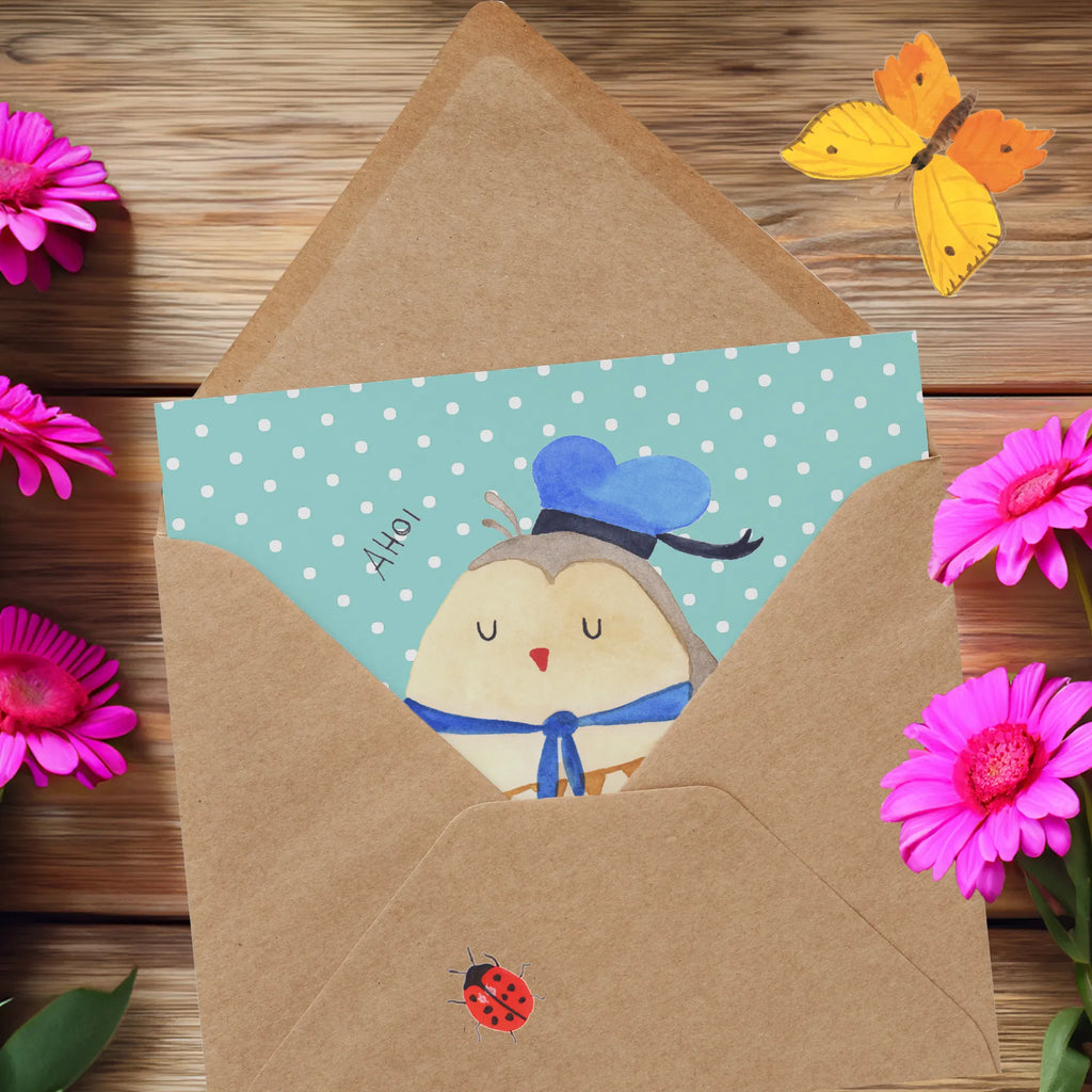 Deluxe Card Owl sailor Einladungskarte, Hochwertige Grußkarte, Geburtstagskarte, Klappkarte, Karte, Hochzeitskarte, Grußkarte, Glückwunschkarte, Hochwertige Klappkarte, Eule, Wortspiel lustig, Heimathafen, Ehe, Owl, Eule Spruch, Freundin, Seefahrer, Eule Deko, Matrose, Hochzeitstag Geschenk