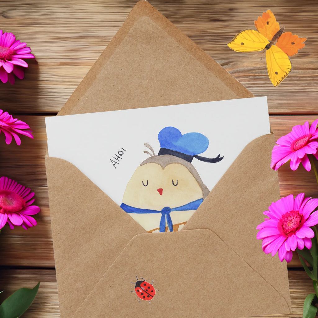 Deluxe Card Owl sailor Einladungskarte, Hochwertige Grußkarte, Geburtstagskarte, Klappkarte, Karte, Hochzeitskarte, Grußkarte, Glückwunschkarte, Hochwertige Klappkarte, Eule, Wortspiel lustig, Heimathafen, Ehe, Owl, Eule Spruch, Freundin, Seefahrer, Eule Deko, Matrose, Hochzeitstag Geschenk