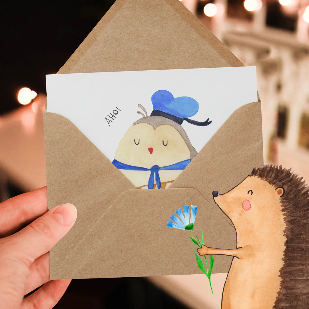 Deluxe Card Owl sailor Einladungskarte, Hochwertige Grußkarte, Geburtstagskarte, Klappkarte, Karte, Hochzeitskarte, Grußkarte, Glückwunschkarte, Hochwertige Klappkarte, Eule, Wortspiel lustig, Heimathafen, Ehe, Owl, Eule Spruch, Freundin, Seefahrer, Eule Deko, Matrose, Hochzeitstag Geschenk