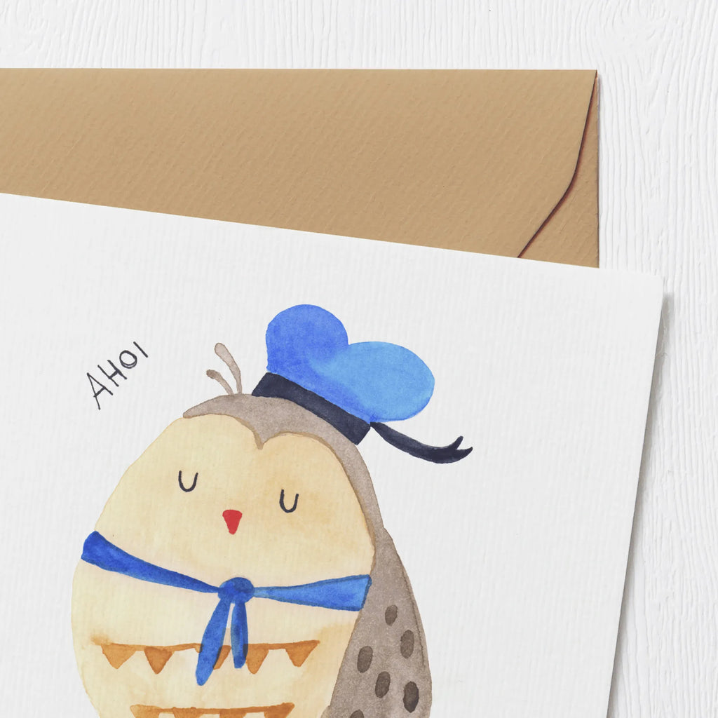 Deluxe Card Owl sailor Einladungskarte, Hochwertige Grußkarte, Geburtstagskarte, Klappkarte, Karte, Hochzeitskarte, Grußkarte, Glückwunschkarte, Hochwertige Klappkarte, Eule, Wortspiel lustig, Heimathafen, Ehe, Owl, Eule Spruch, Freundin, Seefahrer, Eule Deko, Matrose, Hochzeitstag Geschenk