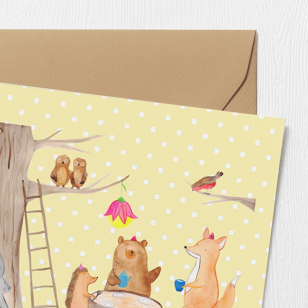 Deluxe Card forest animals picnic Klappkarte, Hochwertige Grußkarte, Hochwertige Klappkarte, Glückwunschkarte, Karte, Einladungskarte, Geburtstagskarte, Hochzeitskarte, Grußkarte, Tiermotive, Gute Laune, lustige Sprüche, Tiere, Eichhörnchen, Fuchs, Waldtiere, Wald, Maus, Hase, Igel, Picknick