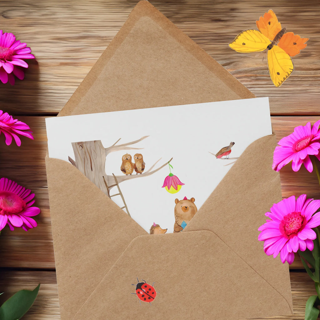 Deluxe Card forest animals picnic Klappkarte, Hochwertige Grußkarte, Hochwertige Klappkarte, Glückwunschkarte, Karte, Einladungskarte, Geburtstagskarte, Hochzeitskarte, Grußkarte, Tiermotive, Gute Laune, lustige Sprüche, Tiere, Eichhörnchen, Fuchs, Waldtiere, Wald, Maus, Hase, Igel, Picknick