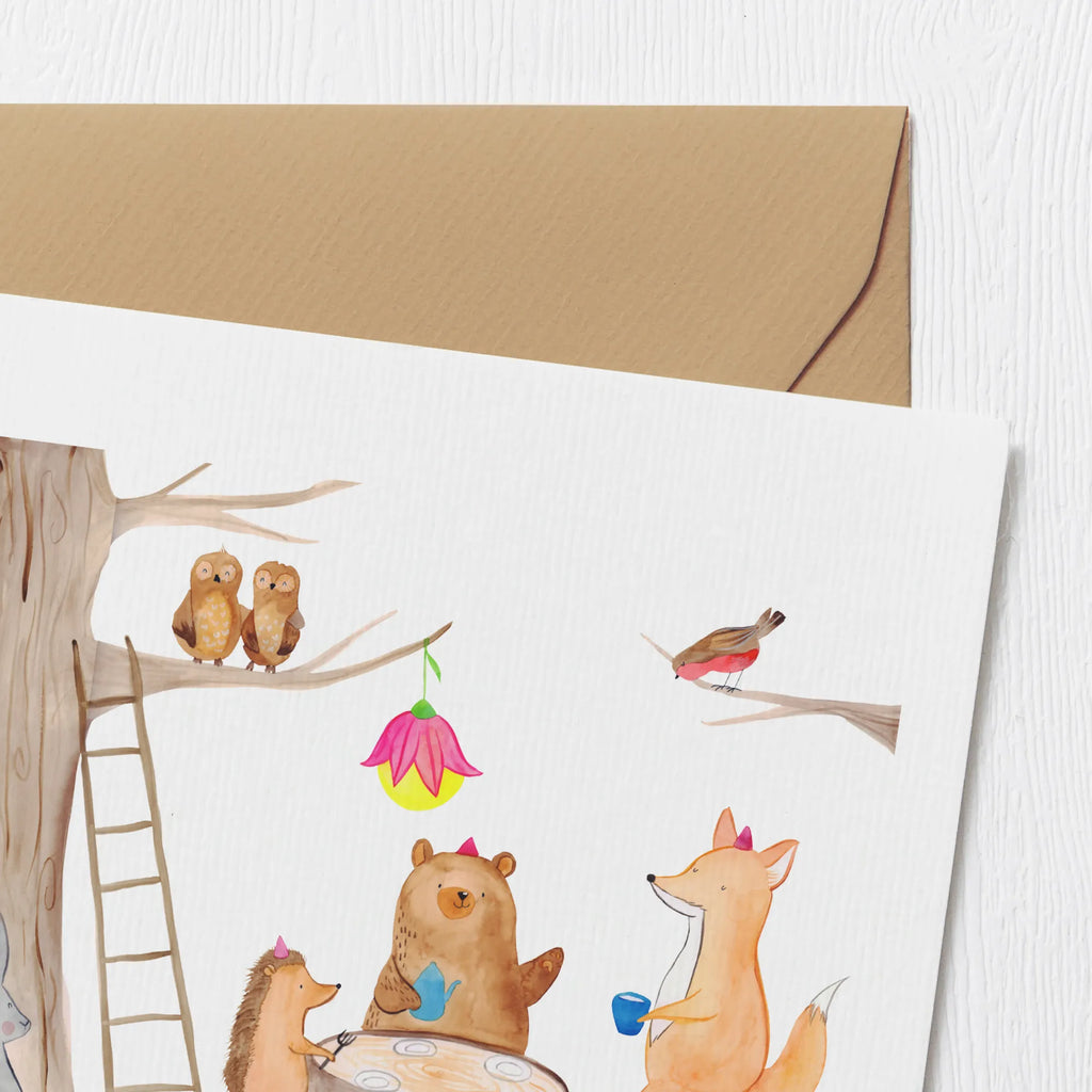 Deluxe Card forest animals picnic Klappkarte, Hochwertige Grußkarte, Hochwertige Klappkarte, Glückwunschkarte, Karte, Einladungskarte, Geburtstagskarte, Hochzeitskarte, Grußkarte, Tiermotive, Gute Laune, lustige Sprüche, Tiere, Eichhörnchen, Fuchs, Waldtiere, Wald, Maus, Hase, Igel, Picknick