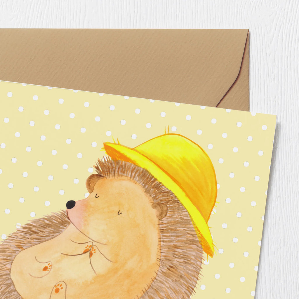 Deluxe Karte Igel Beten Hochzeitskarte, Geburtstagskarte, Klappkarte, Grußkarte, Karte, Hochwertige Klappkarte, Einladungskarte, Glückwunschkarte, Hochwertige Grußkarte, Tiermotive, Gute Laune, lustige Sprüche, Tiere, Amen, Igel, Sonnenhut, Dankbarkeit, Leben, Igel mit Hut, genießen, Gott, beten, Dankbar sein, dankbar