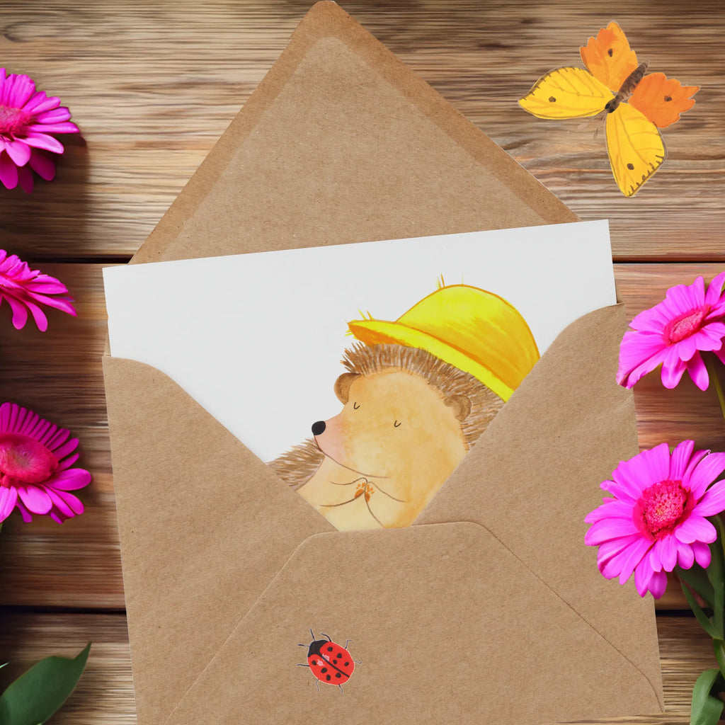 Deluxe Karte Igel Beten Hochzeitskarte, Geburtstagskarte, Klappkarte, Grußkarte, Karte, Hochwertige Klappkarte, Einladungskarte, Glückwunschkarte, Hochwertige Grußkarte, Tiermotive, Gute Laune, lustige Sprüche, Tiere, Amen, Igel, Sonnenhut, Dankbarkeit, Leben, Igel mit Hut, genießen, Gott, beten, Dankbar sein, dankbar