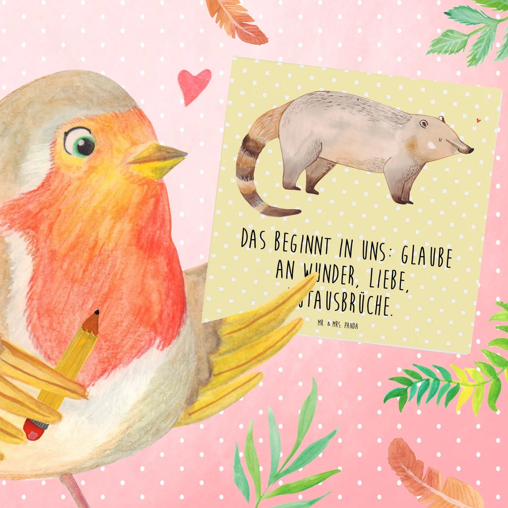 Deluxe Karte Nasenbär Karte, Geburtstagskarte, Glückwunschkarte, Einladungskarte, Grußkarte, Hochwertige Grußkarte, Hochzeitskarte, Hochwertige Klappkarte, Klappkarte, Tiermotive, Gute Laune, lustige Sprüche, Tiere, Nasenbär, Bär, Rüsselbär, Nasenbären