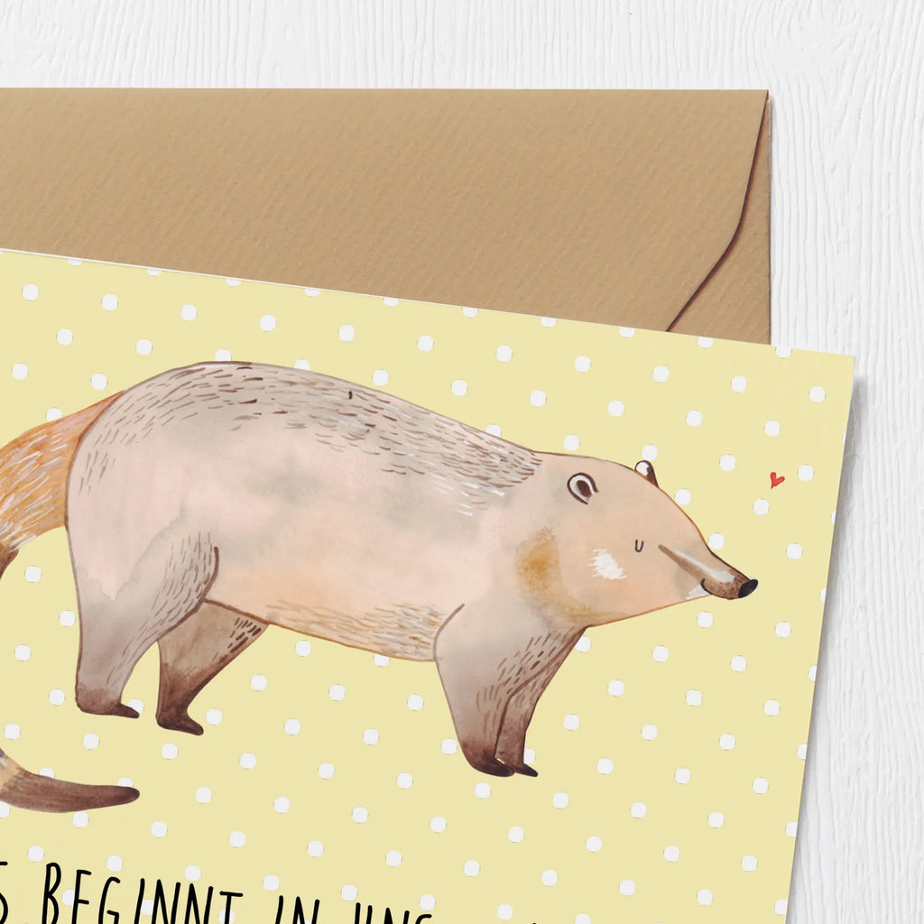 Deluxe Karte Nasenbär Karte, Geburtstagskarte, Glückwunschkarte, Einladungskarte, Grußkarte, Hochwertige Grußkarte, Hochzeitskarte, Hochwertige Klappkarte, Klappkarte, Tiermotive, Gute Laune, lustige Sprüche, Tiere, Nasenbär, Bär, Rüsselbär, Nasenbären