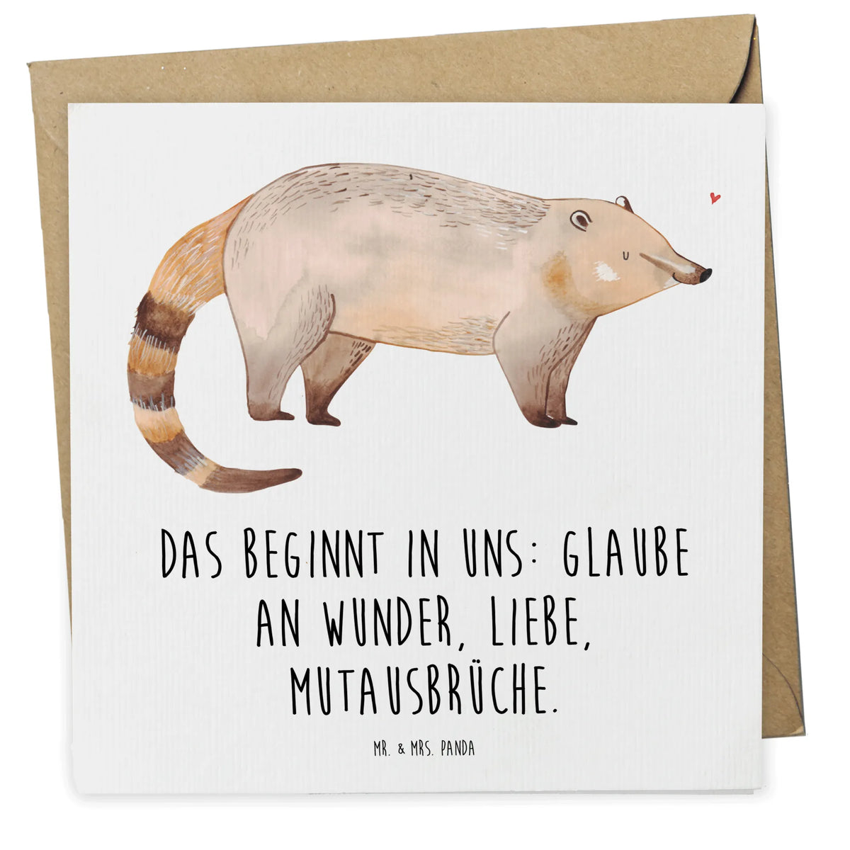 Deluxe Karte Nasenbär anlasskarte, doppelkarte, Grußkarte, Glückwunschkarte, Klappkarte, faltkarte, Tiere, Tiermotive, Lustige Sprüche, Gute Laune, Nasenbären, Bär, Rüsselbär, Nasenbär