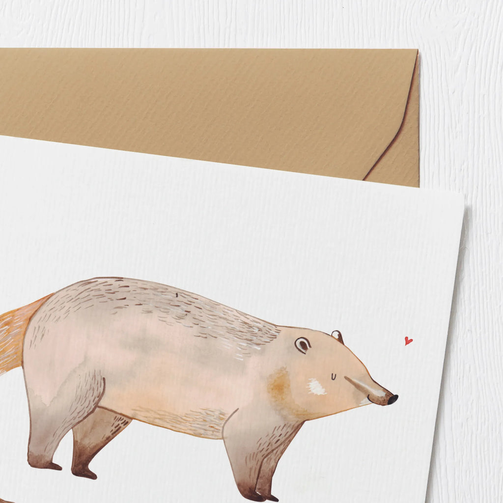 Deluxe Karte Nasenbär Karte, Geburtstagskarte, Glückwunschkarte, Einladungskarte, Grußkarte, Hochwertige Grußkarte, Hochzeitskarte, Hochwertige Klappkarte, Klappkarte, Tiermotive, Gute Laune, lustige Sprüche, Tiere, Nasenbär, Bär, Rüsselbär, Nasenbären