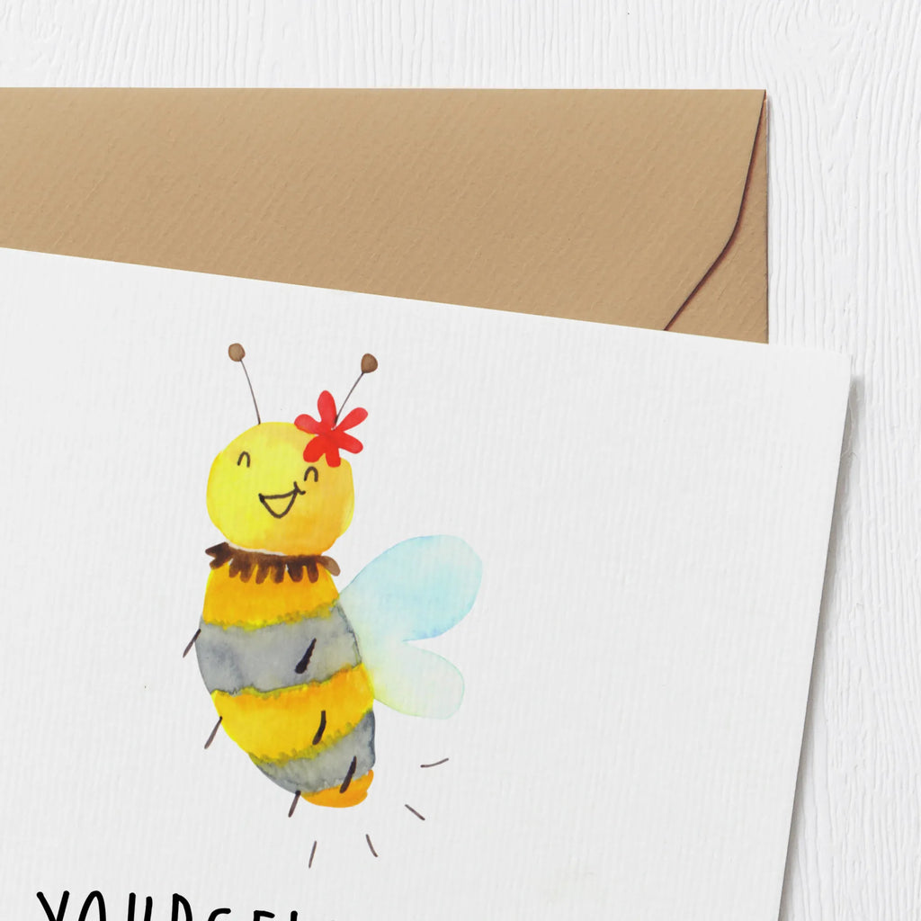 Deluxe Karte Biene Blume Glückwunschkarte, Einladungskarte, Karte, Grußkarte, Hochwertige Grußkarte, Hochwertige Klappkarte, Klappkarte, Geburtstagskarte, Hochzeitskarte, Biene, Wespe, Hummel